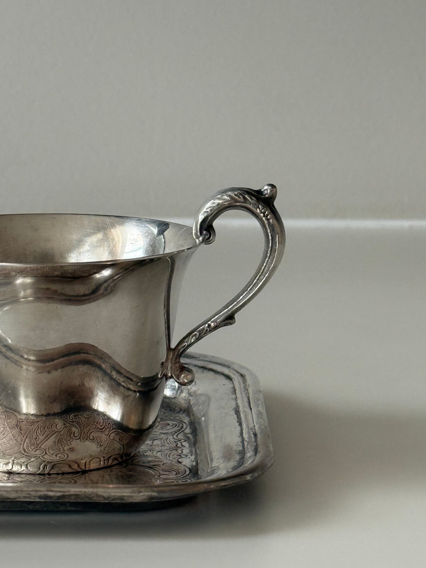 Pair of Silver plated coffee cups