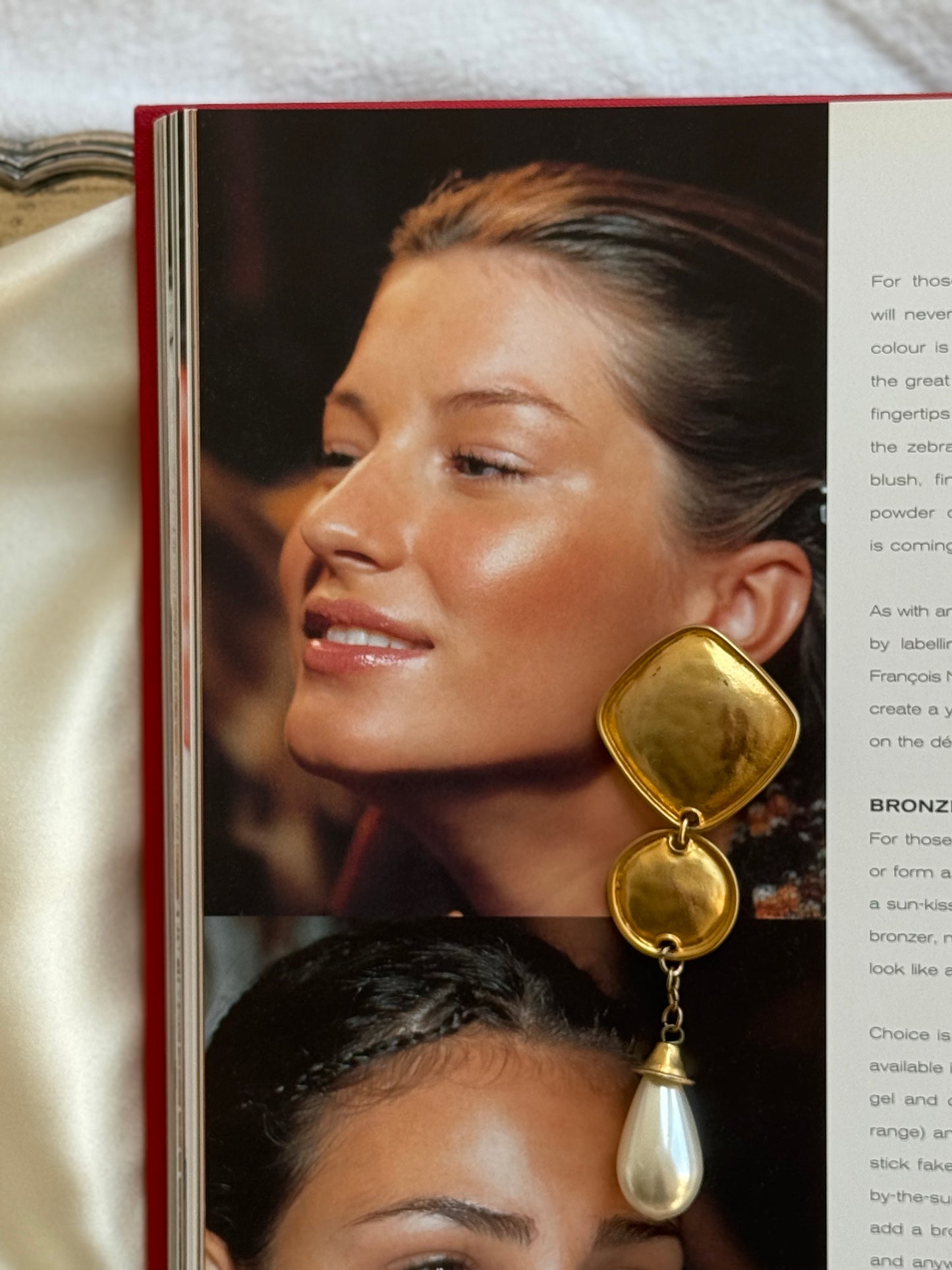 Vintage Clip-On Earrings with Pearl Drop