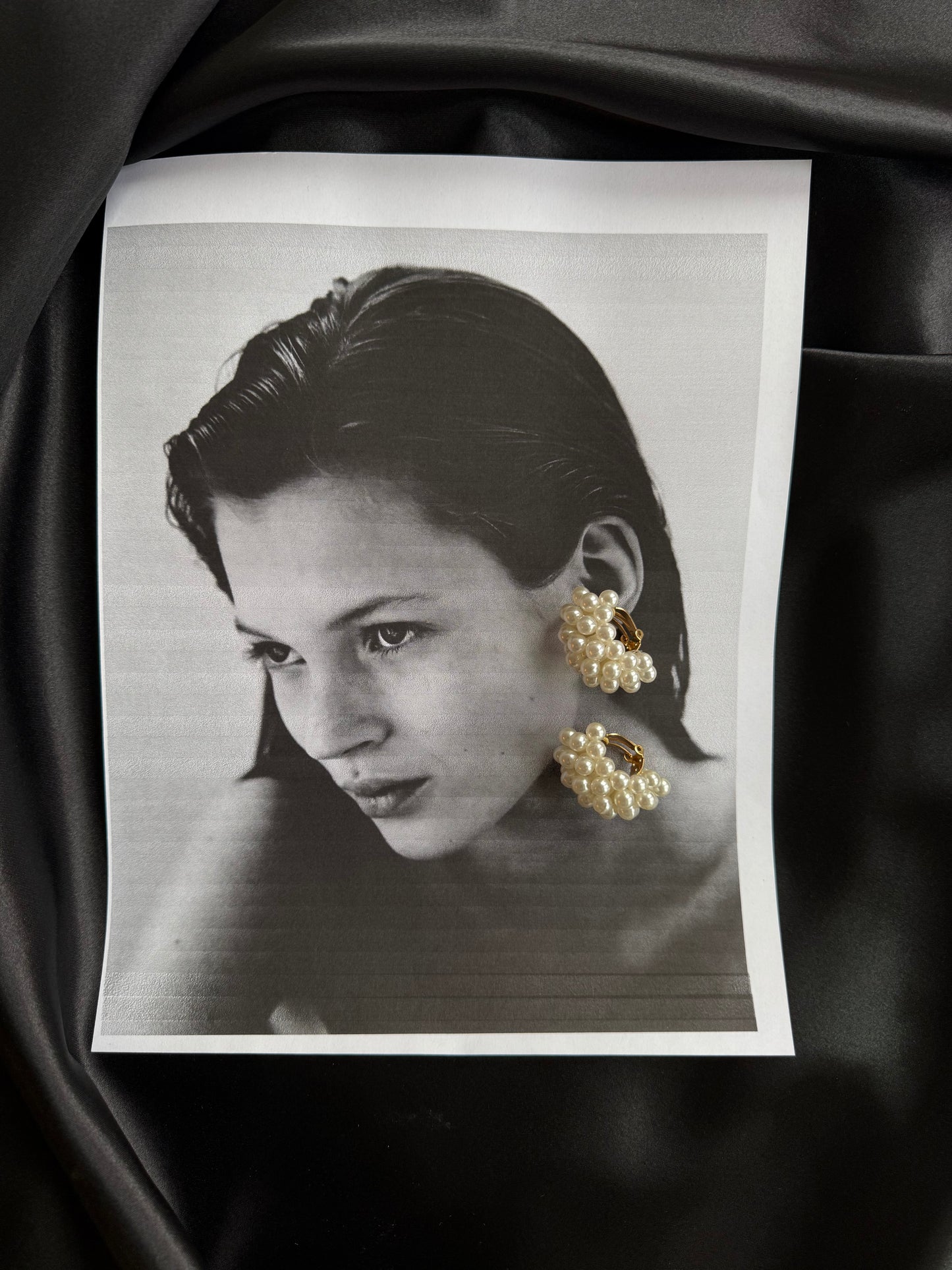 Vintage Faux Pearl Cluster Clip-On Earrings