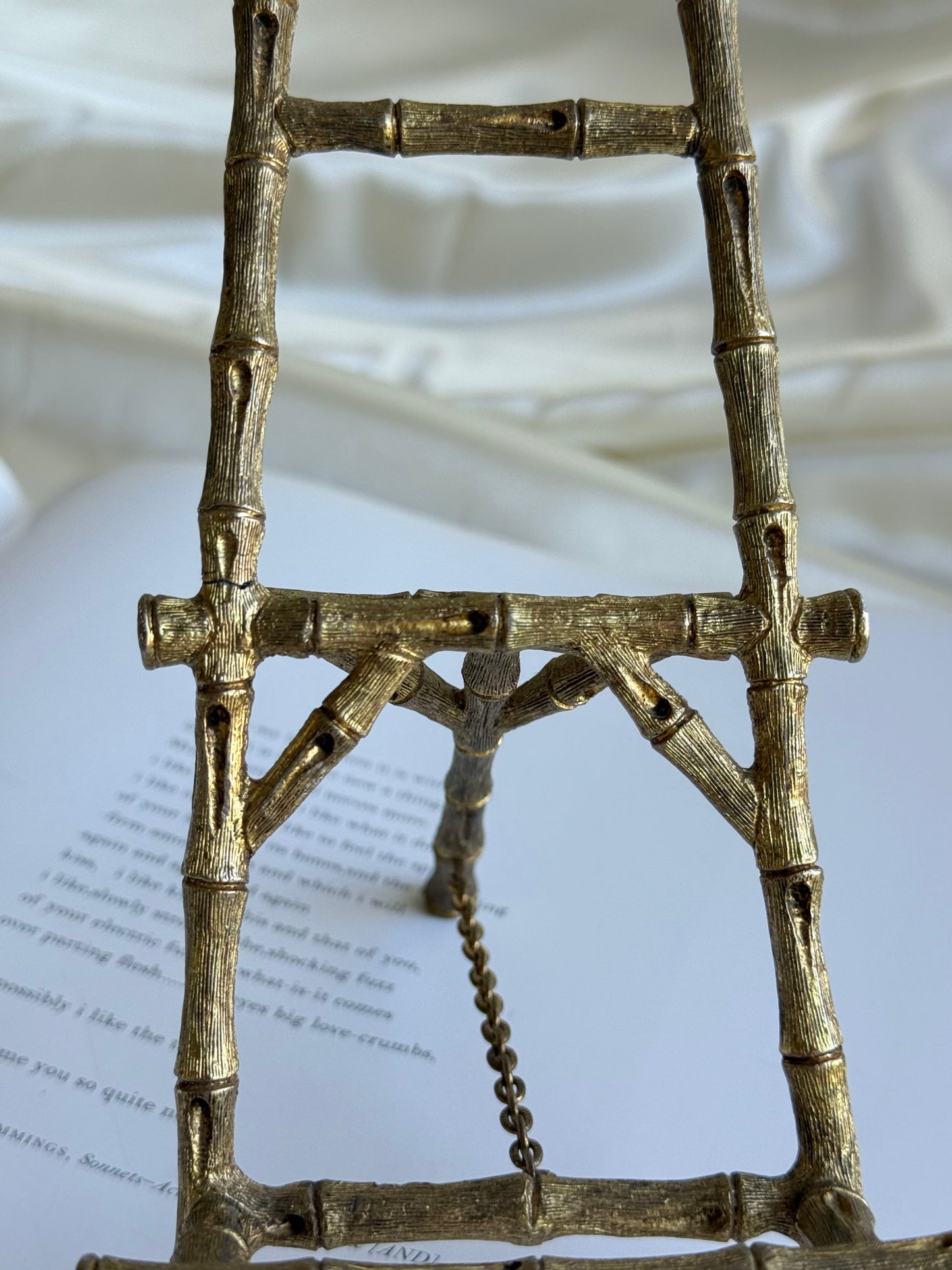Vintage Brass Bamboo Easel / Display Stand