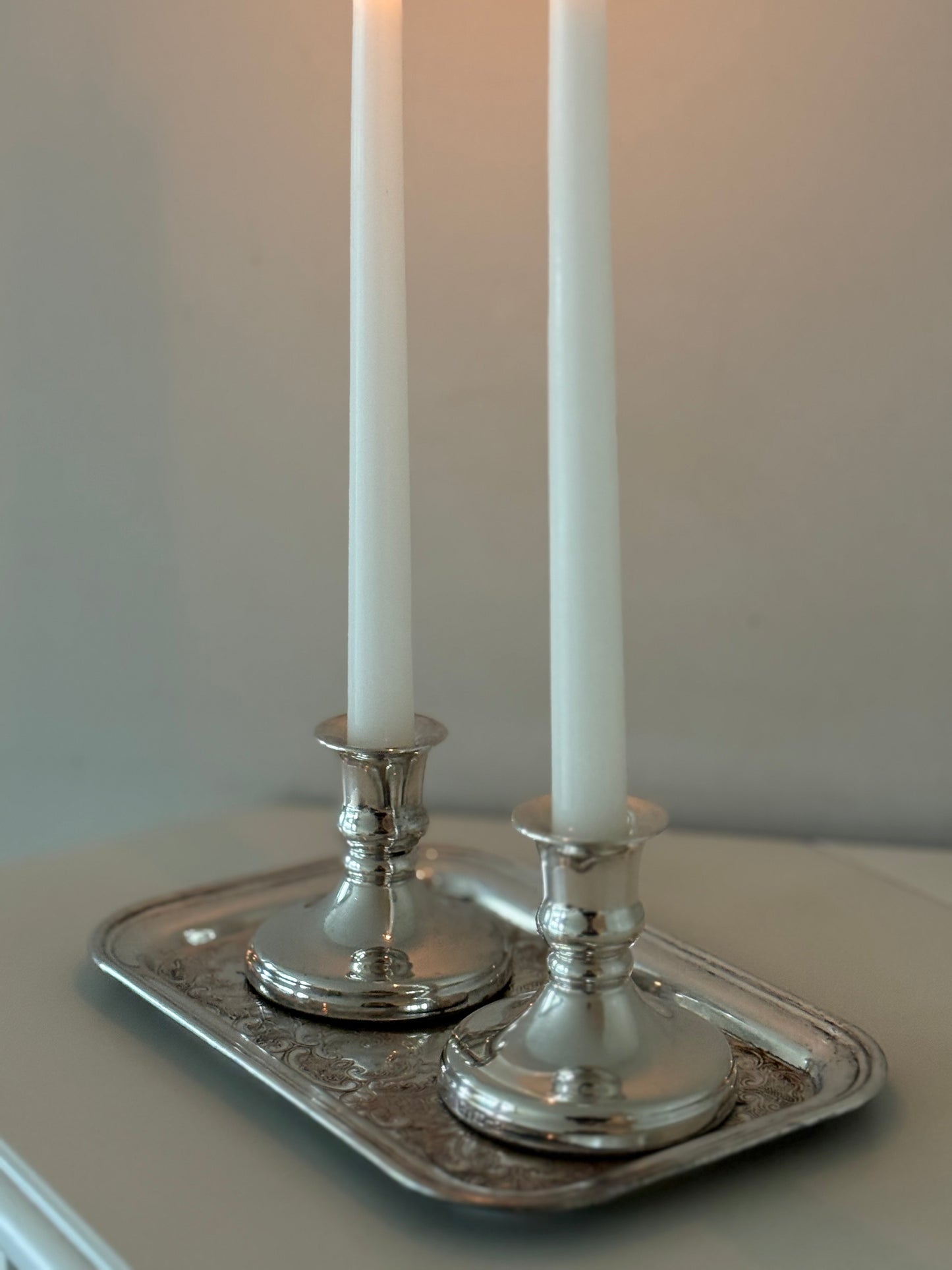 Pair of Vintage Silver-Plated Candleholders