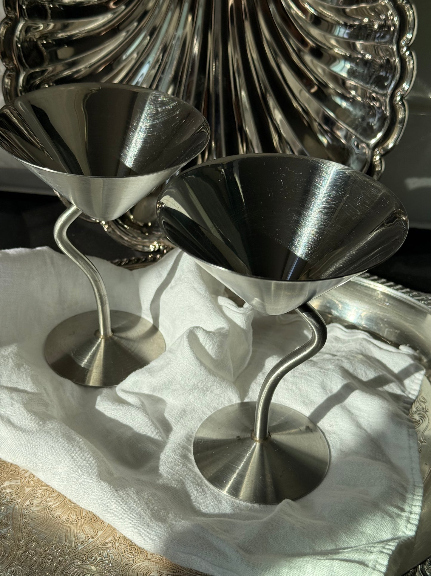 Stainless steel martini glasses