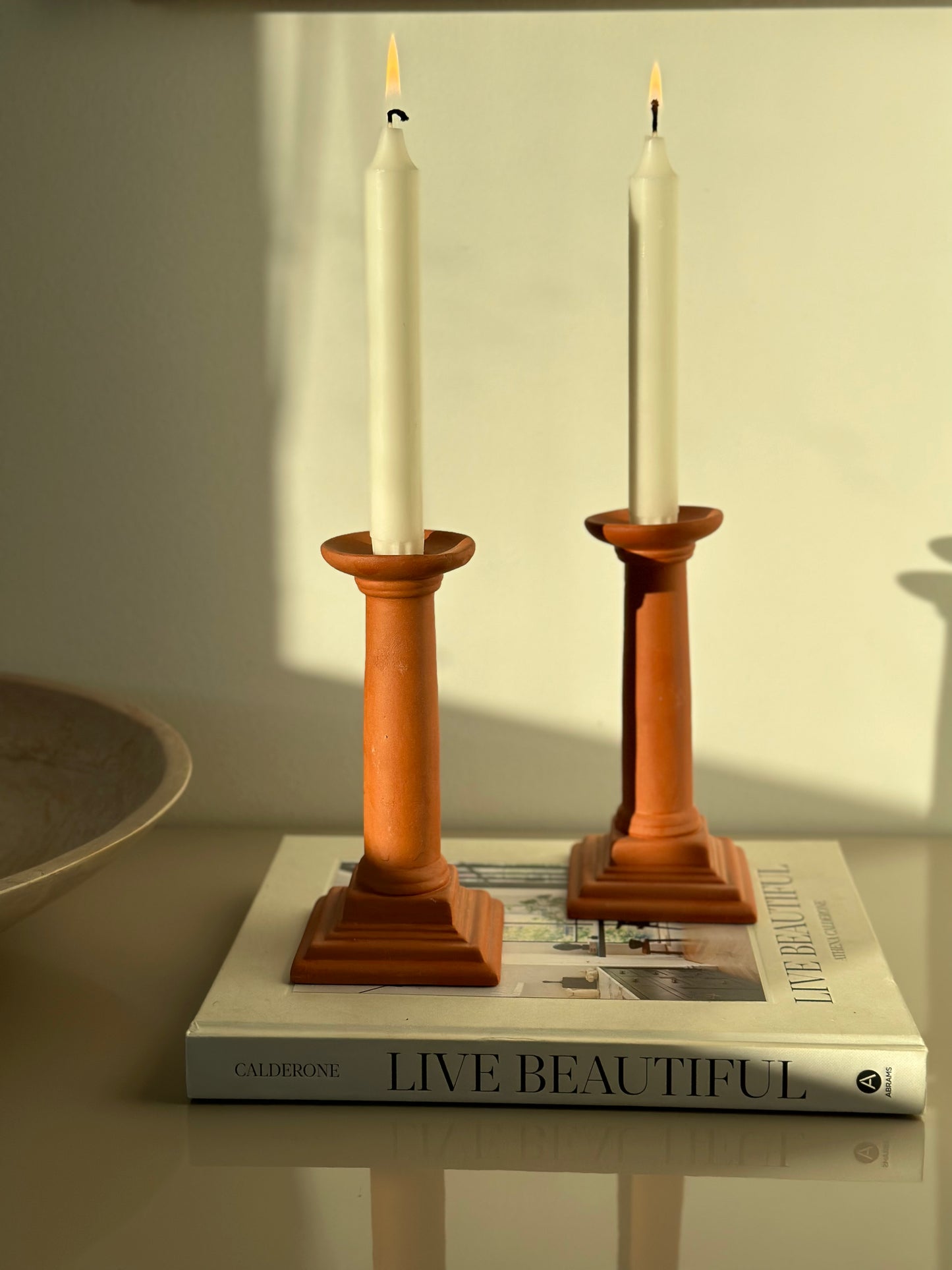 terracotta candleholders