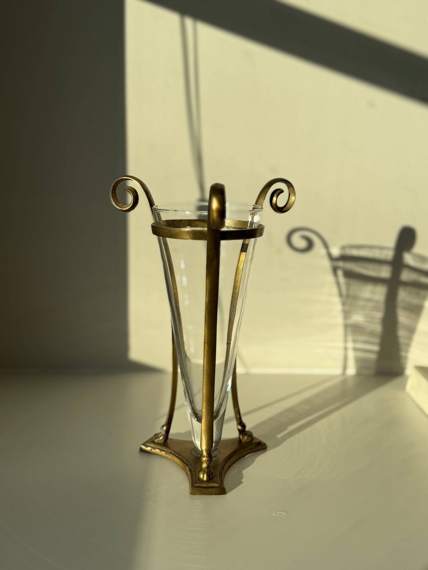 Vintage Brass & Glass Vase