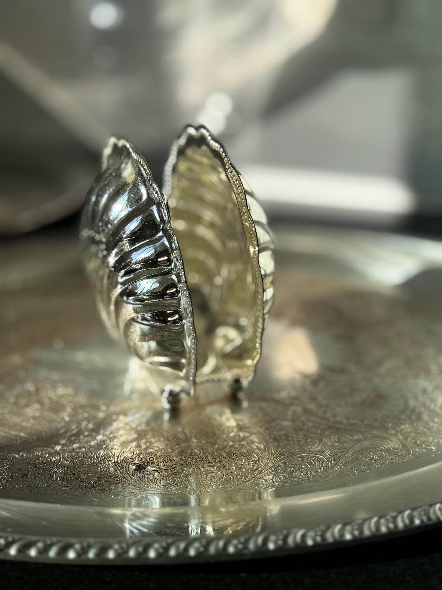 Vintage Silver-Plated Shell Napkin Holder