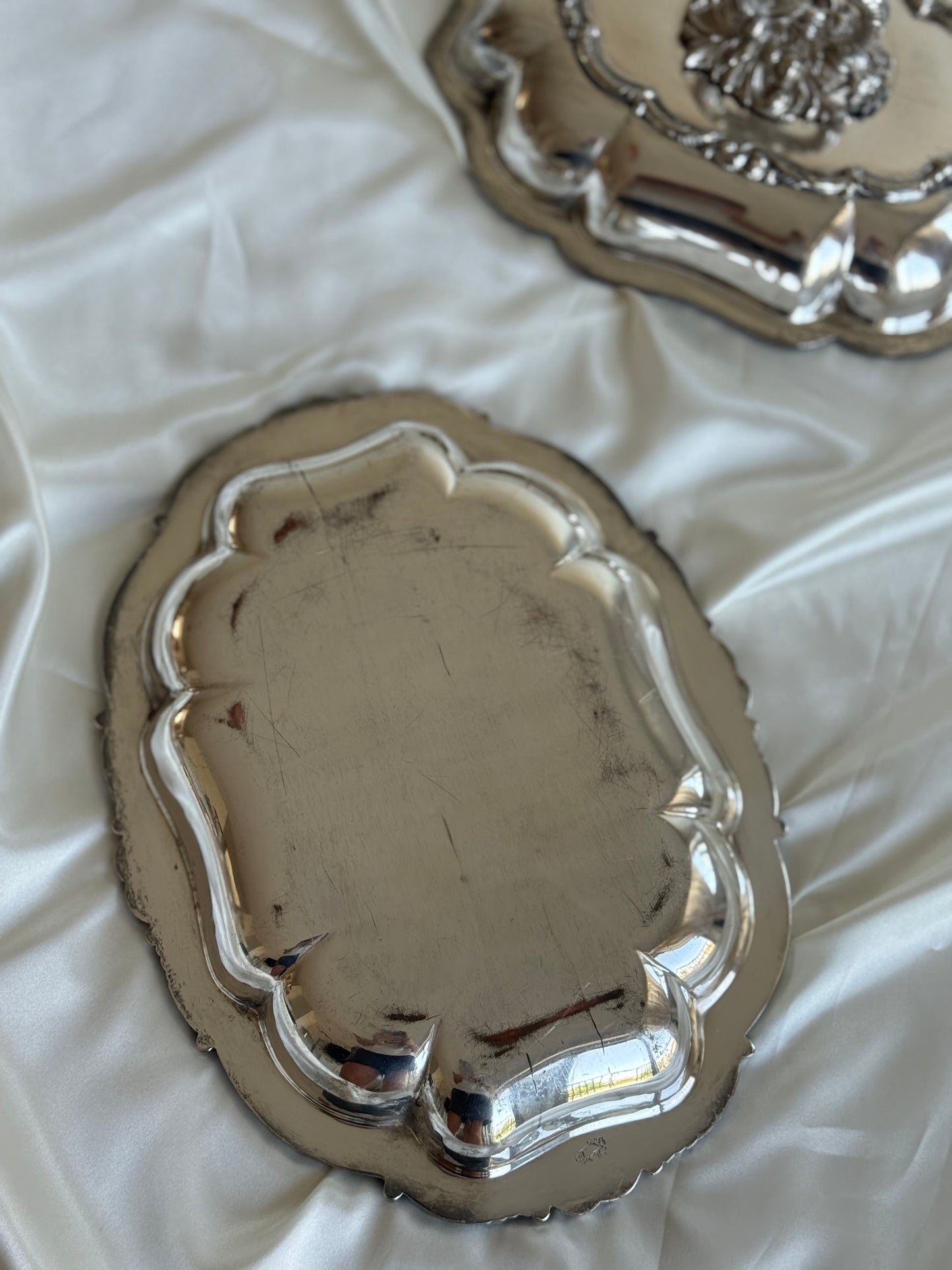 Antique Rococo Revival Lidded Entrée Dish with Removable Lock Handle