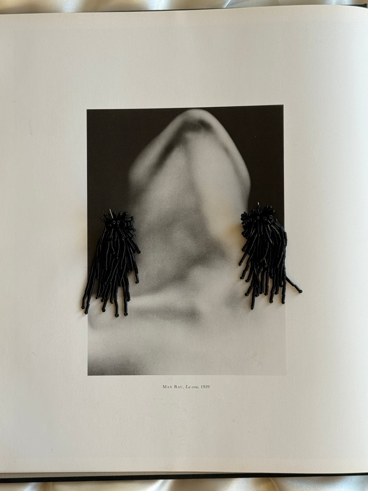 Vintage Black Bugle Bead Fringe Statement Earrings