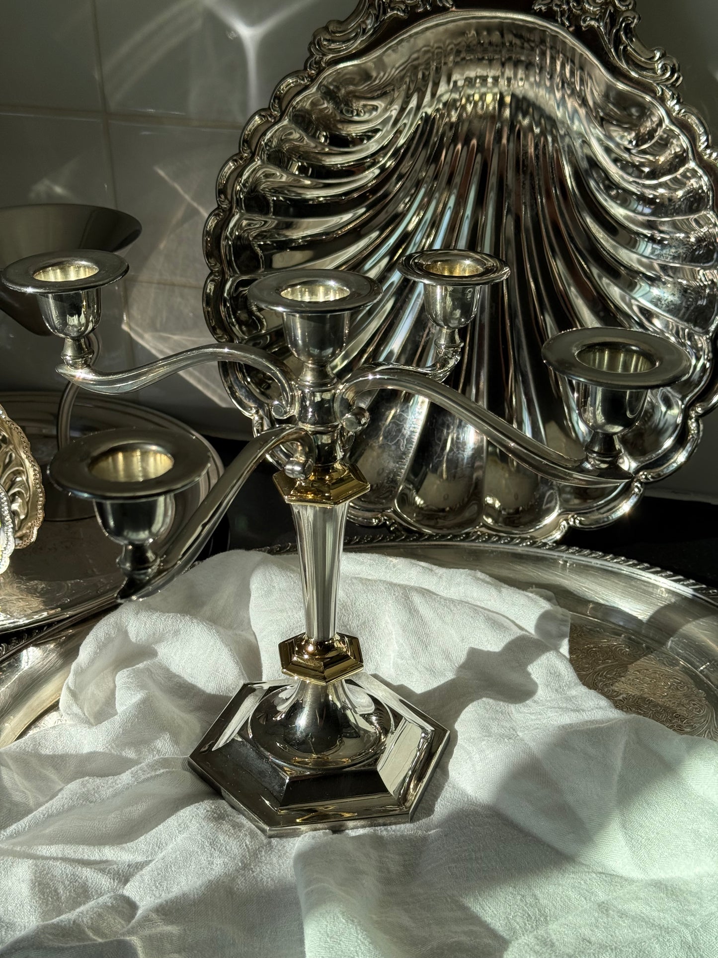 Silver plated candelabra