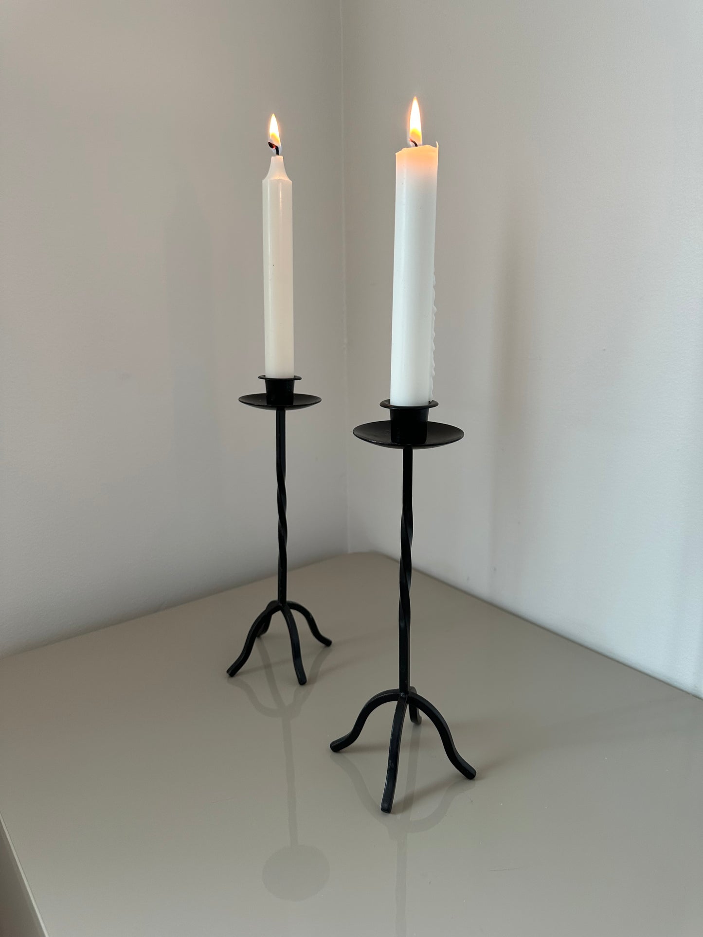 Black metal candleholders