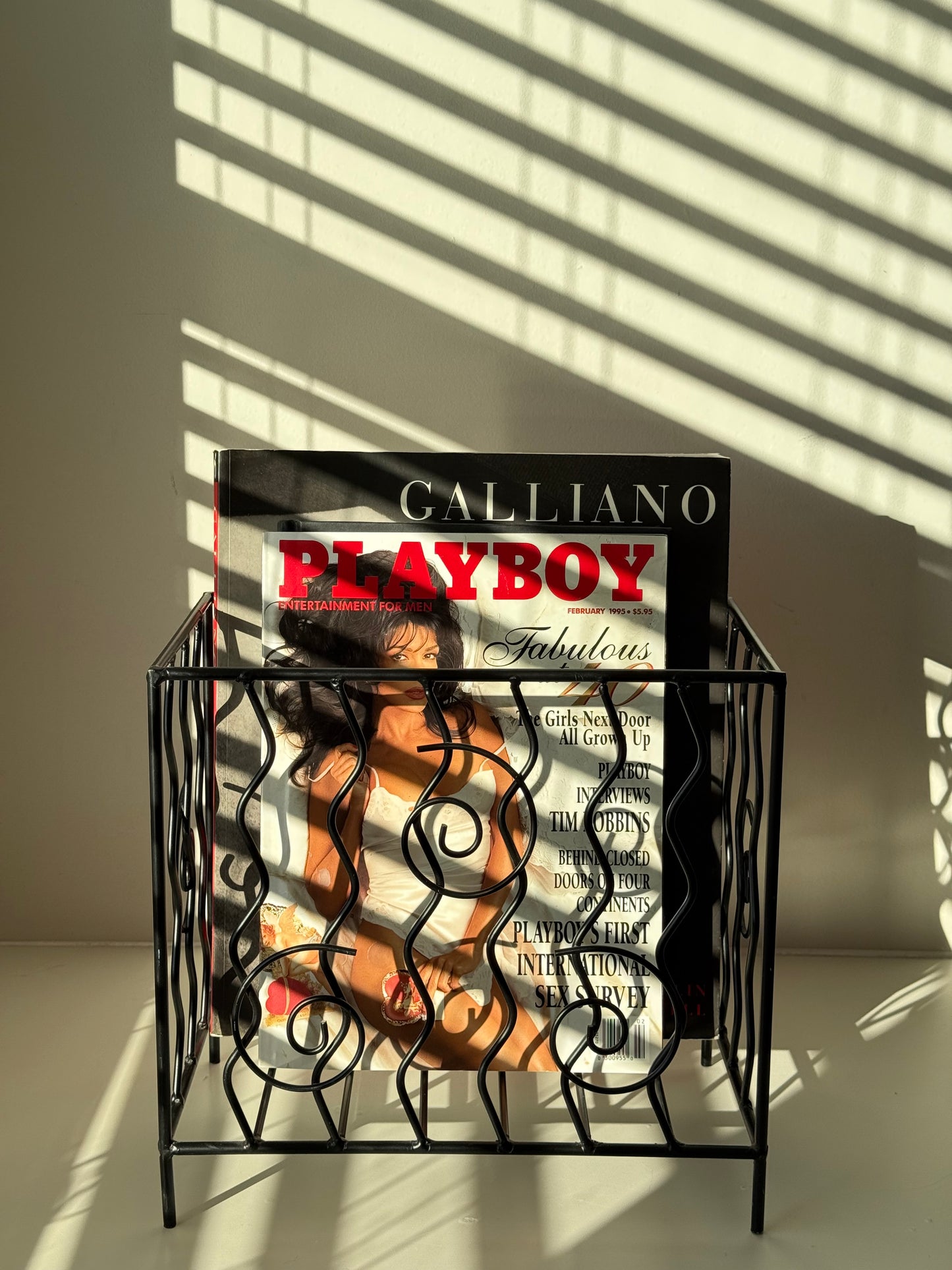 Vintage Black Metal Magazine Holder