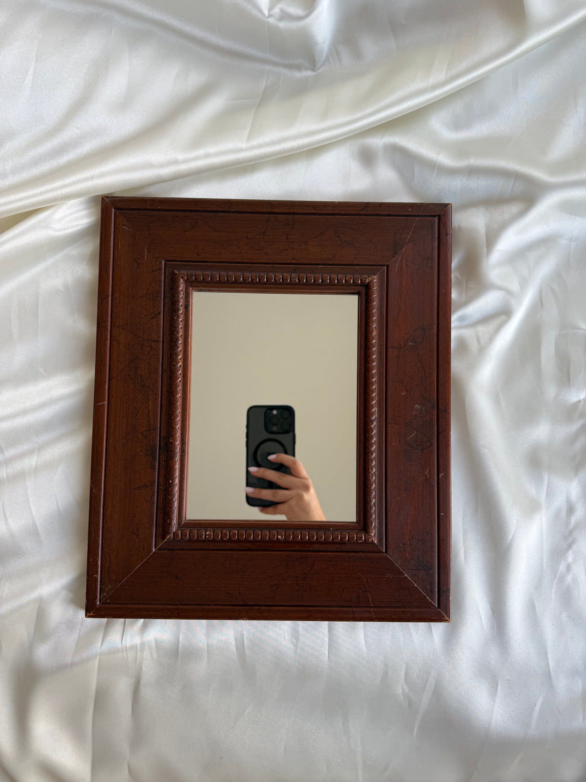 Vintage Wood Framed Wall Mirror