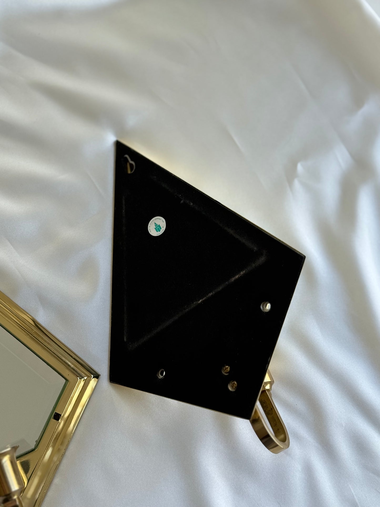 Vintage Brass Diamond Mirror Sconces