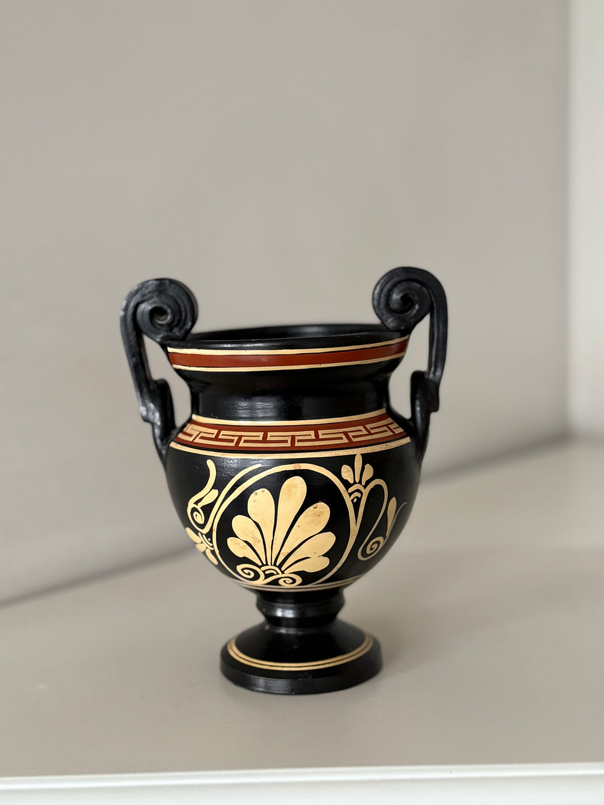Vintage Greek Black-Figure Style Amphora Vase