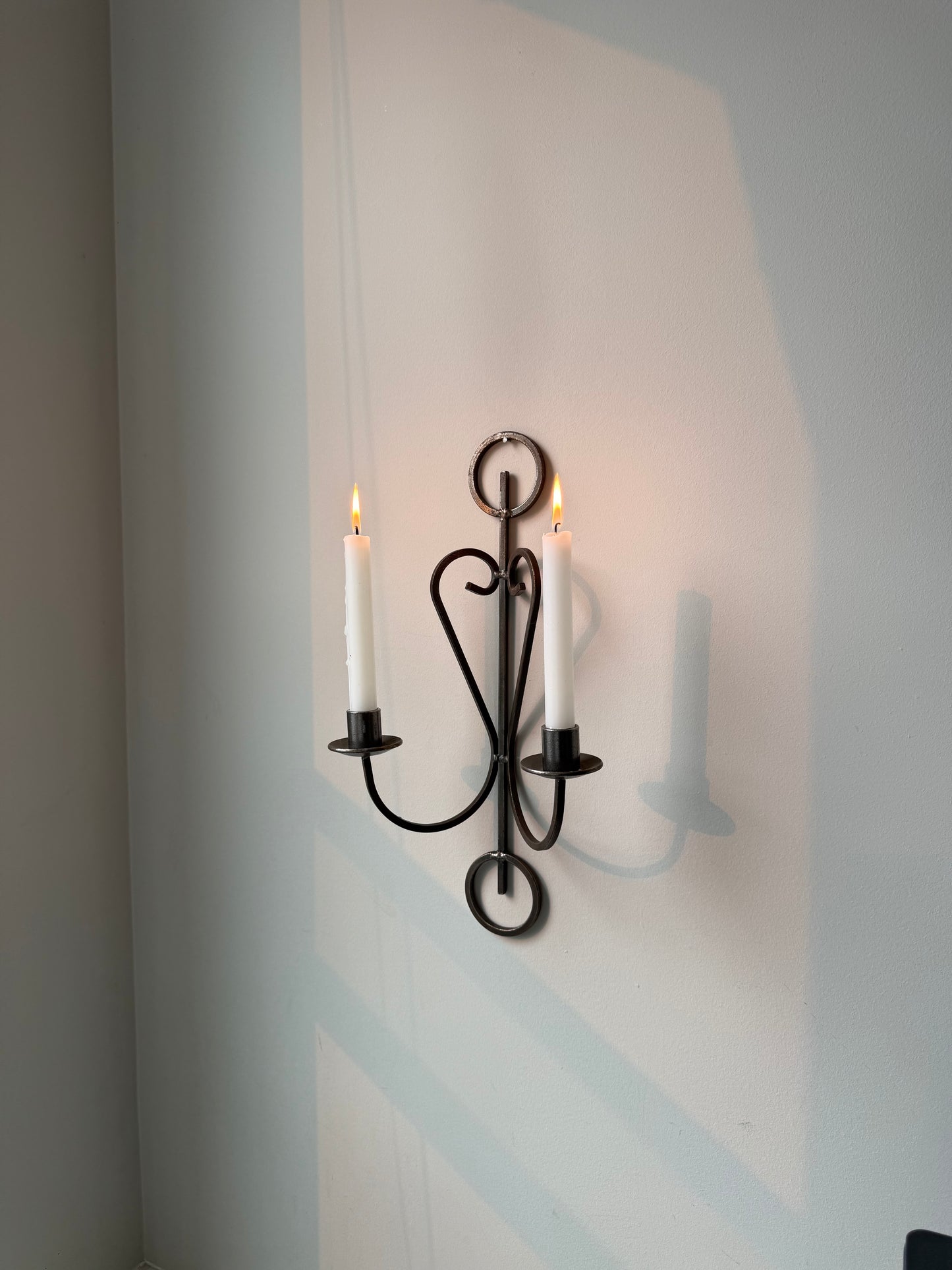 Vintage Double-Arm Iron Wall Sconce