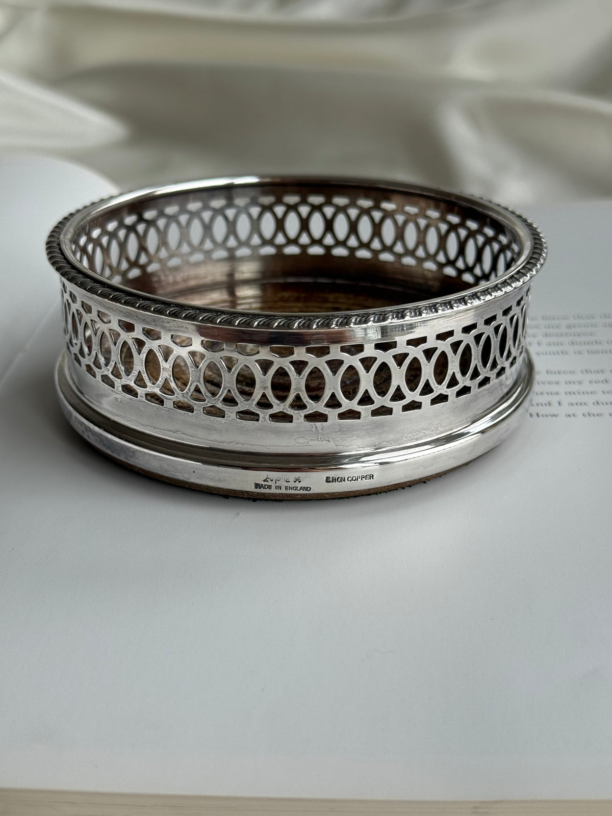 Vintage English Silver-Plated Wine Bottle Coaster