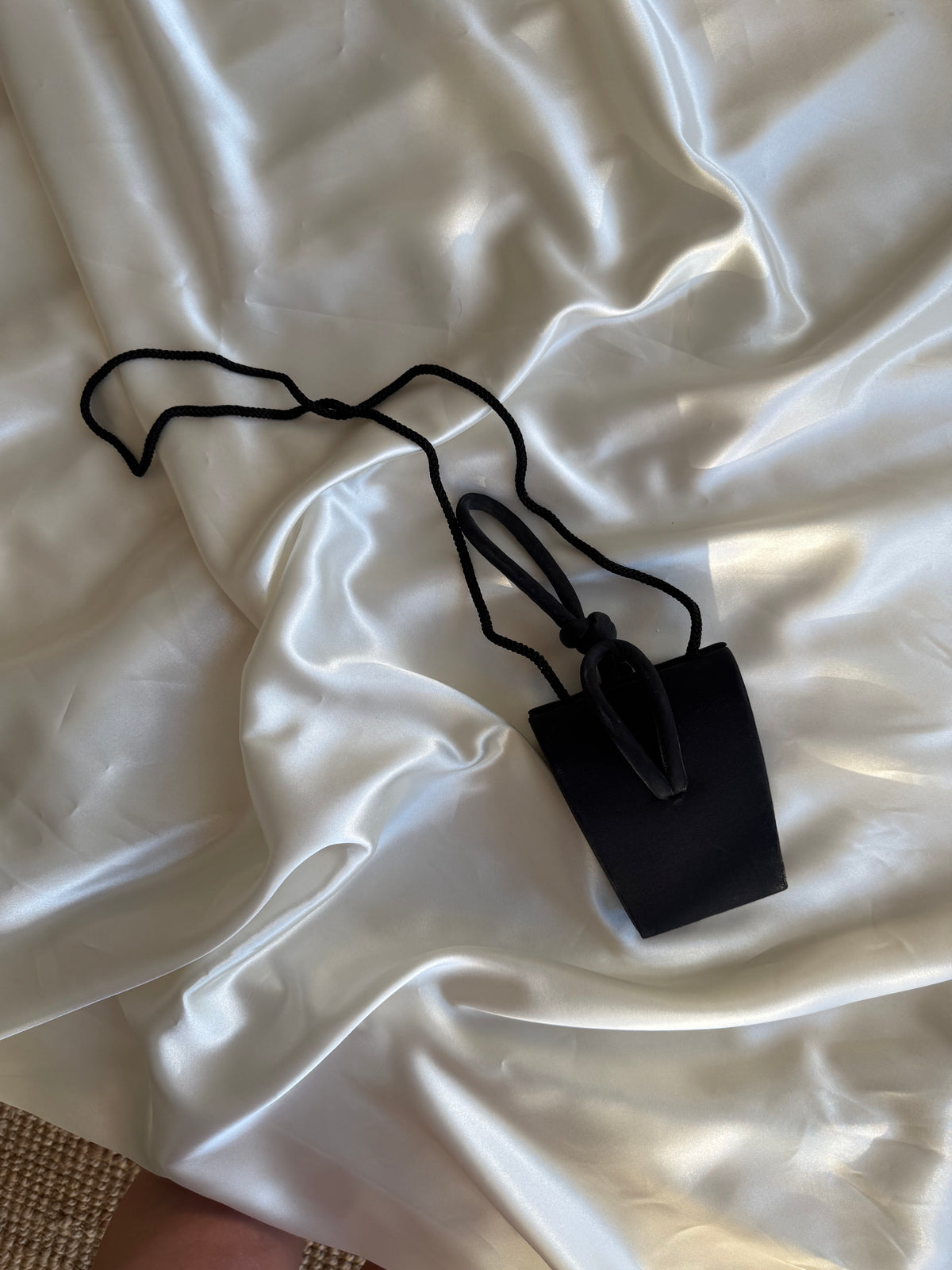 Vintage La Regale Black Satin Knot Evening Purse