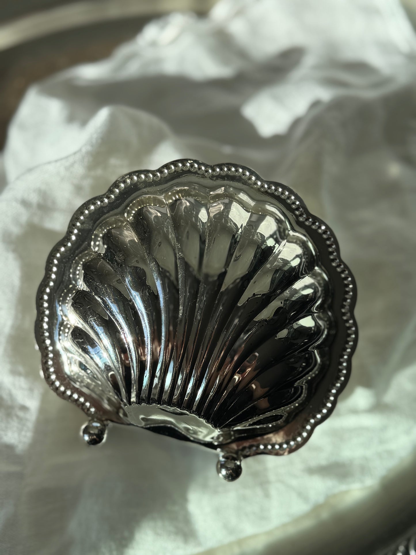 Vintage Silver-Plated Shell Napkin Holder