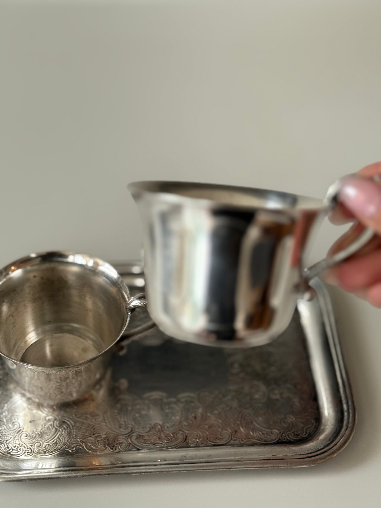 Pair of Silver plated coffee cups