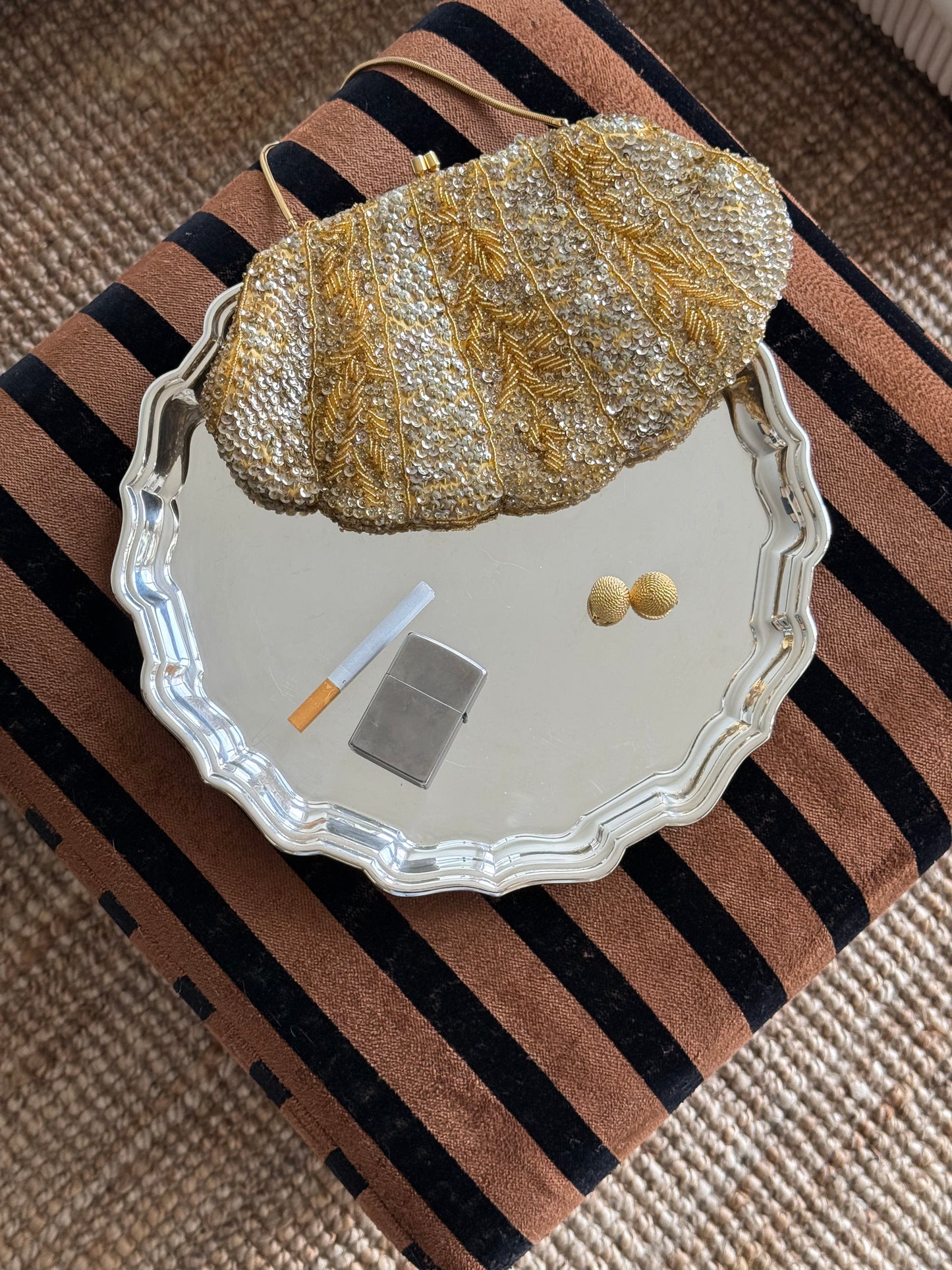 Vintage Beaded Evening Bag – Gold & Silver