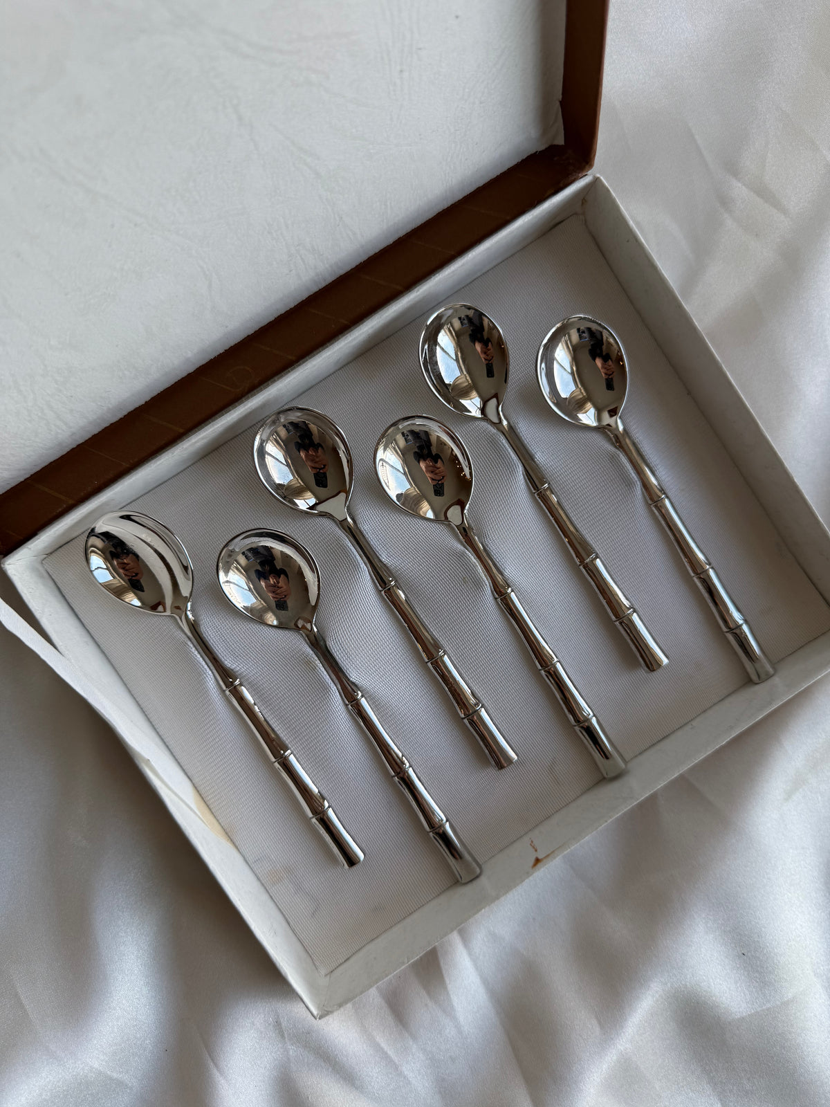 Vintage Silver Plated Bamboo Handle Teaspoons – Set of 6