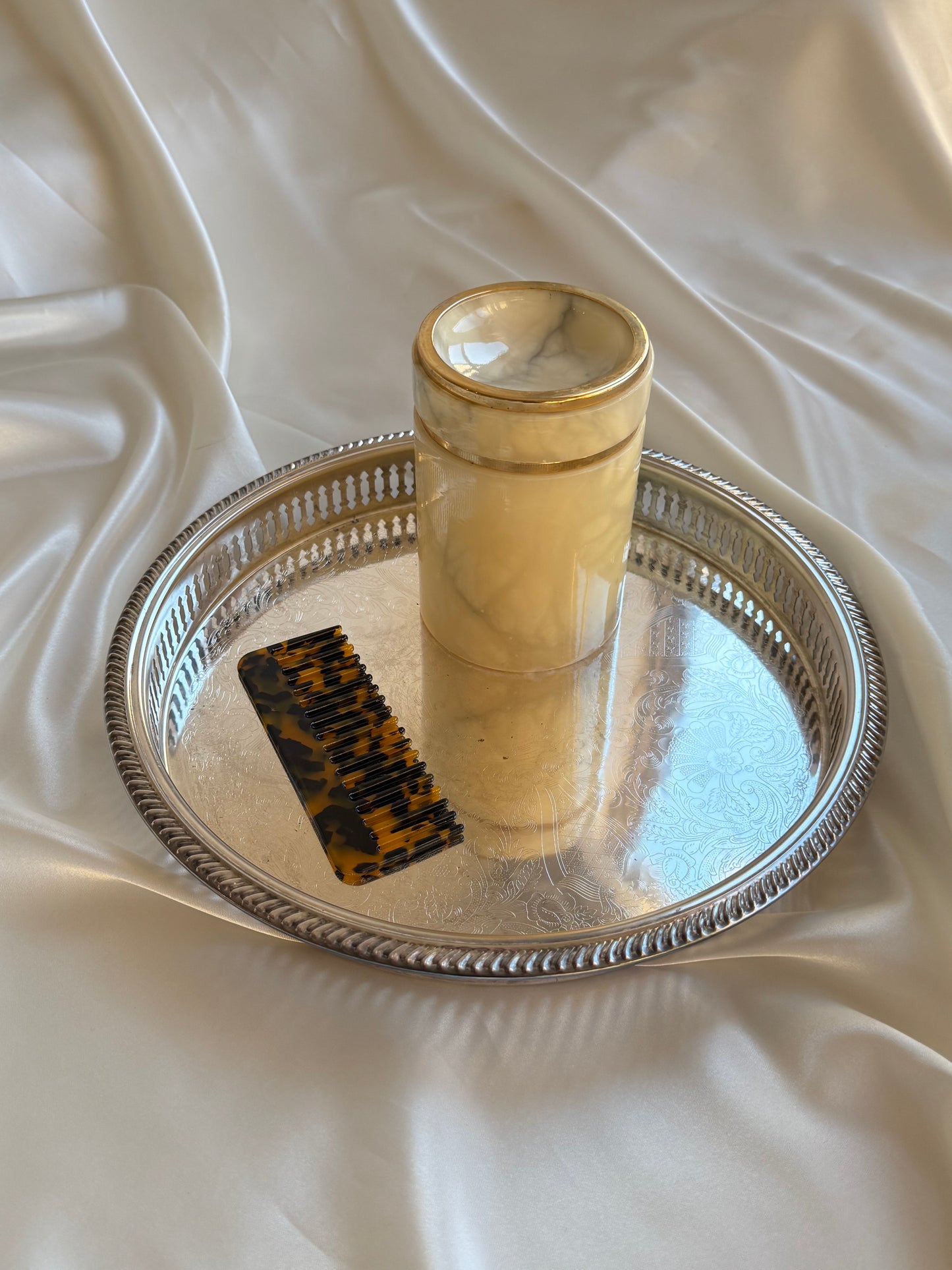 Vintage Alabaster Jar with Lid