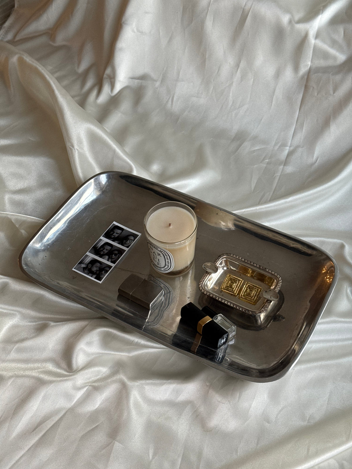 Vintage Silver Tone Rectangular Footed Serving Tray