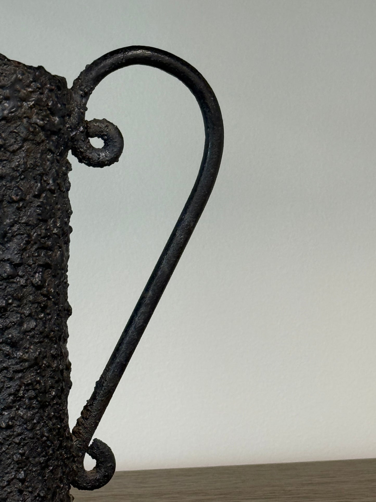 Vintage Brutalist Cast Iron Pitcher Vase