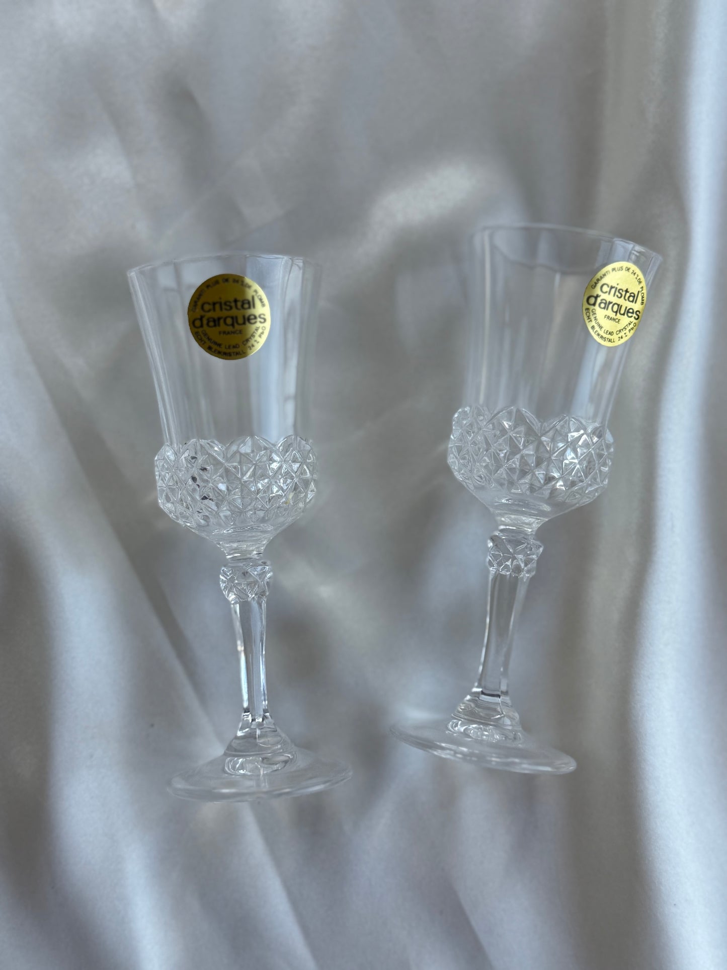 Set of 6 Cristal d’Arques Lead Crystal Liqueur Glasses – Made in France