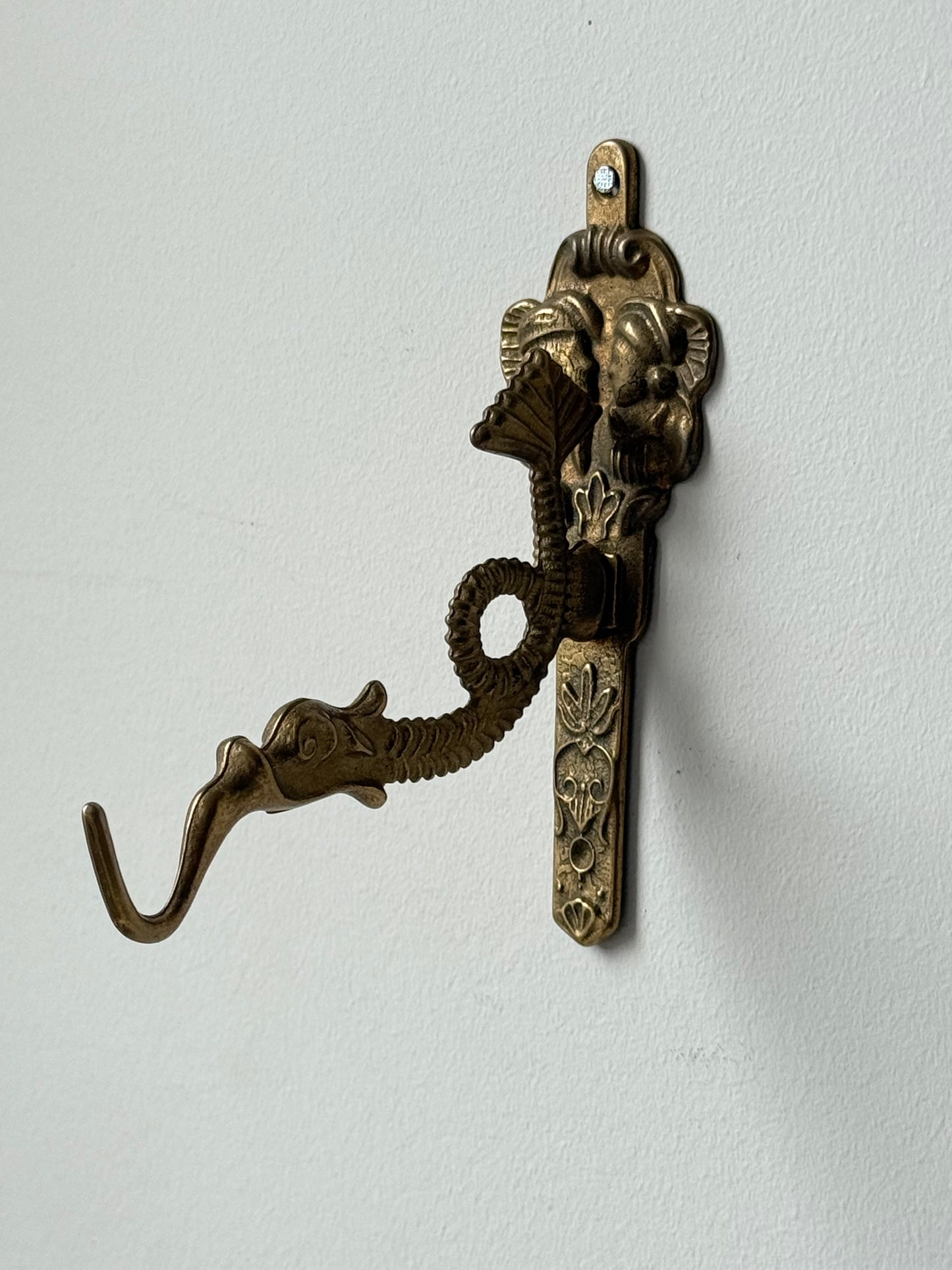 Vintage Brass Seahorse Wall Hook