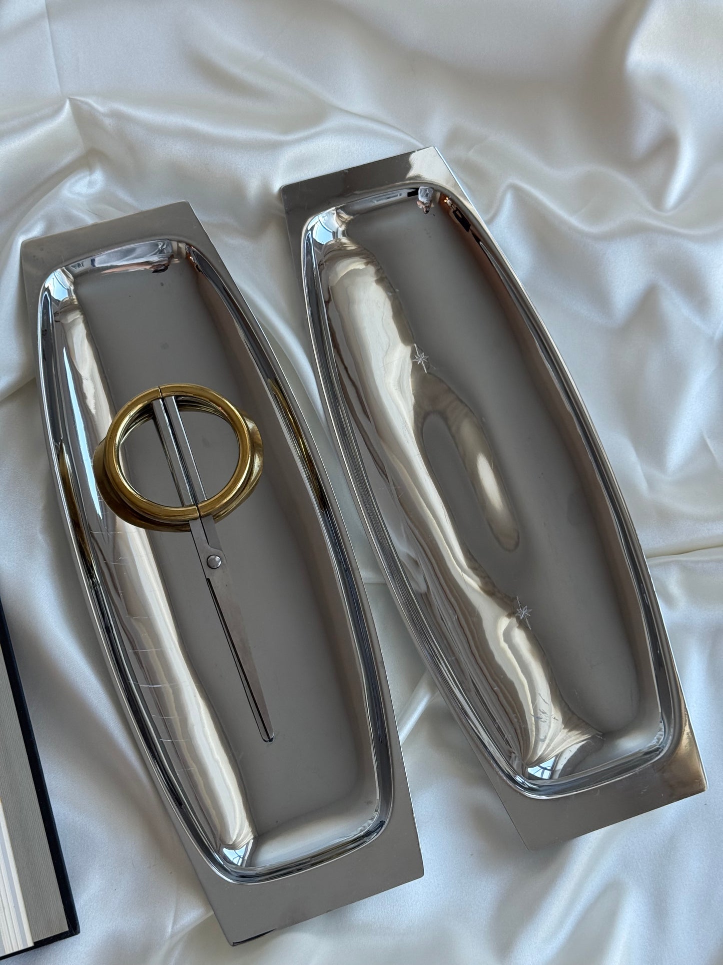 Set of 2 Vintage Stainless Steel Trays