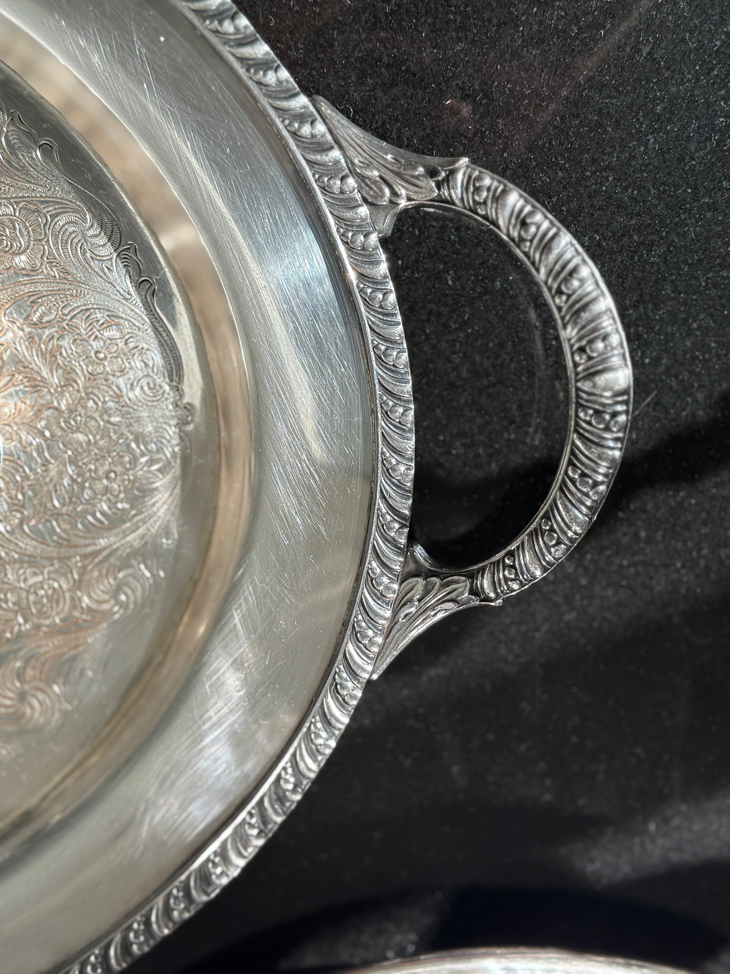 Large Heavy Silver-Plated Tray with Handles