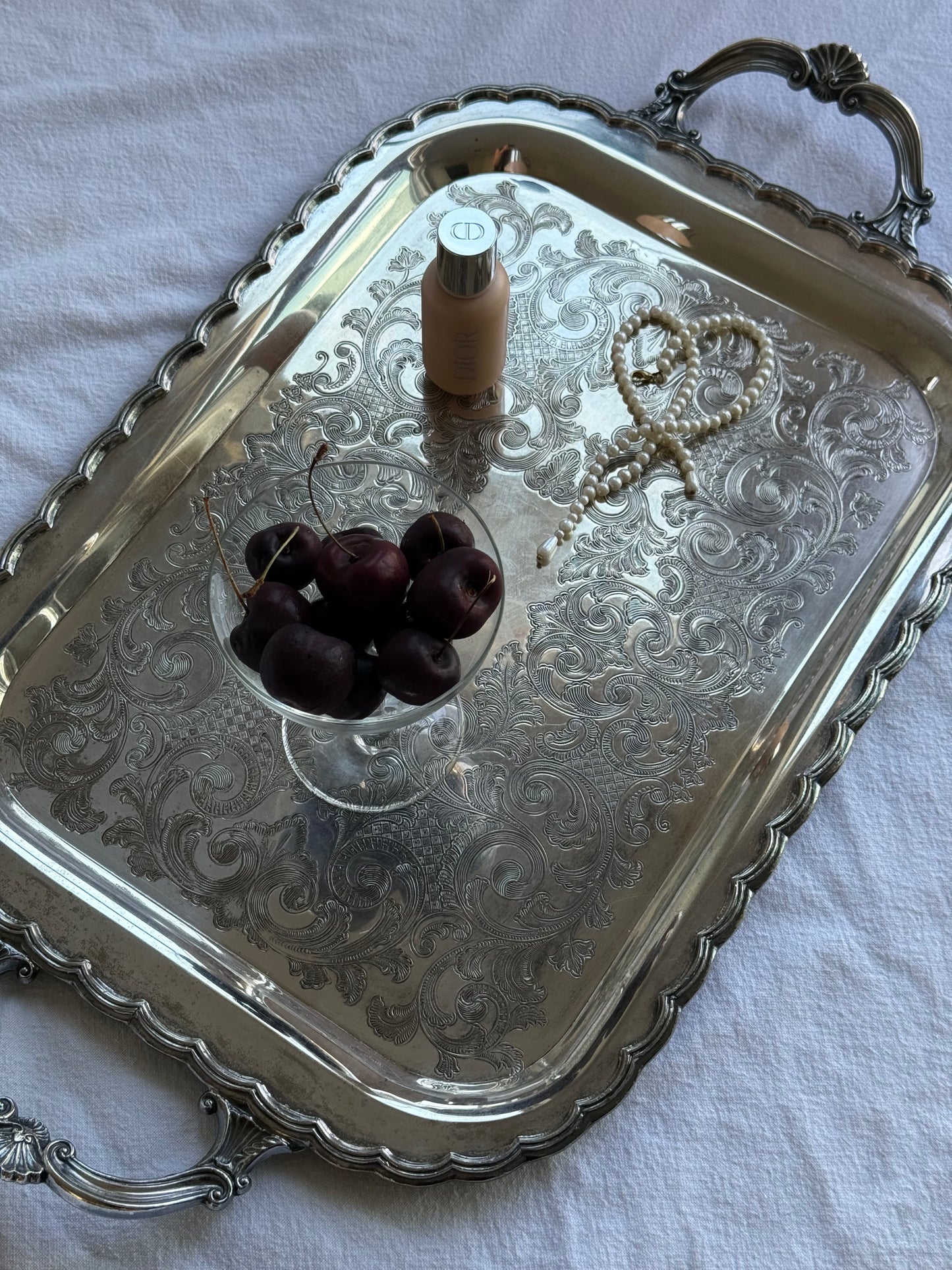 Vintage Silver-Plated Tray – 22x13”