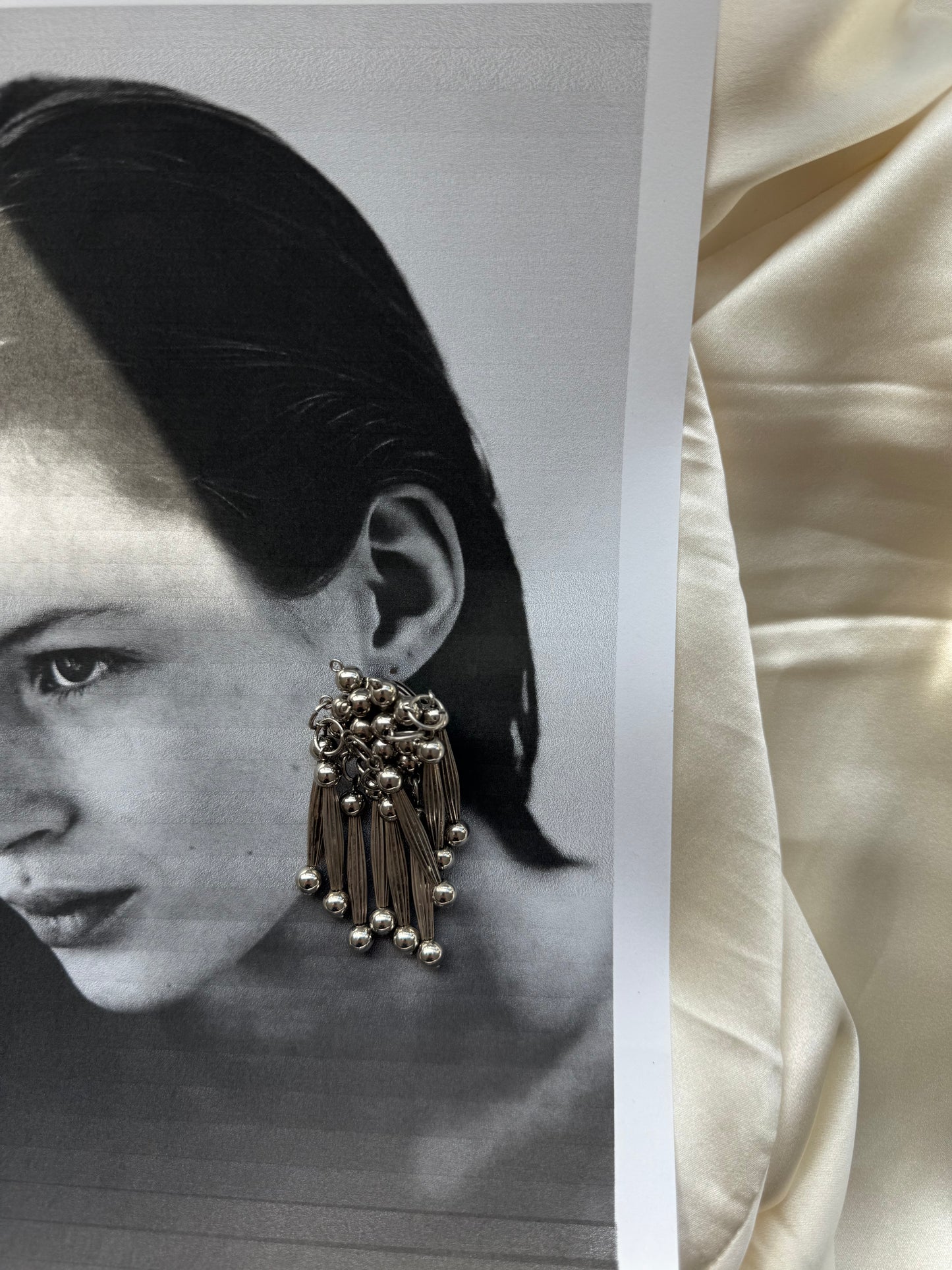 Vintage Silver-Tone Clip-On Earrings – Statement Dangle Design