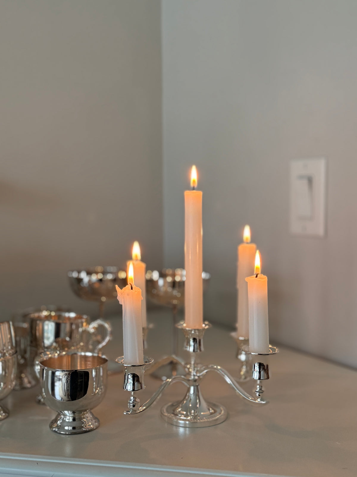 Vintage English Silver-Plated Five-Arm Candelabra | Elegant Table Centrepiece