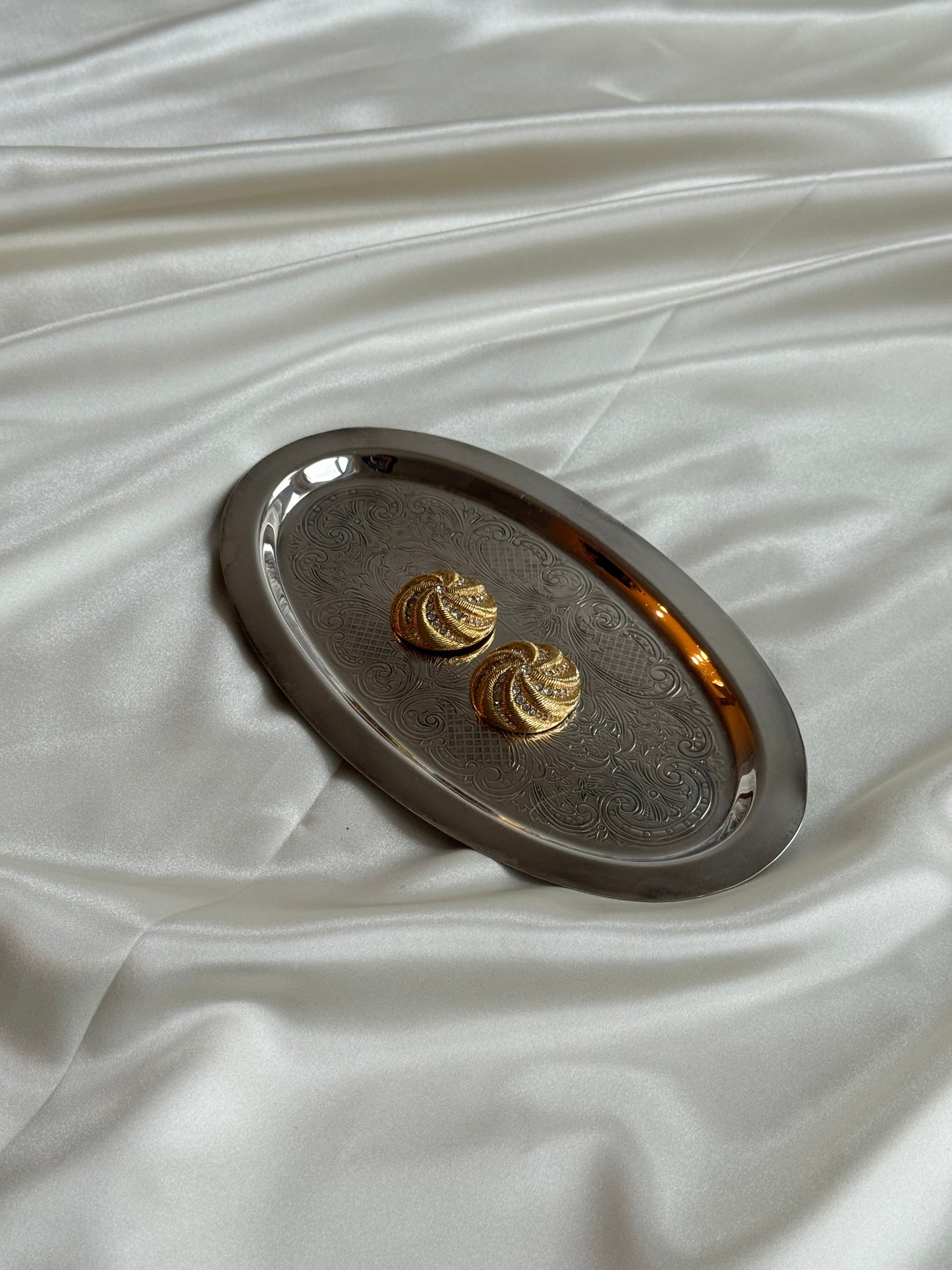 Small silver-plated oval tray