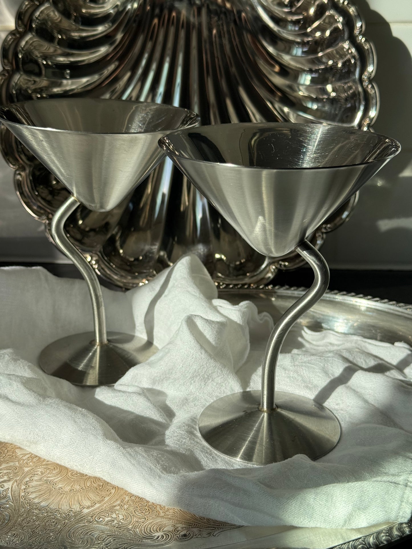 Stainless steel martini glasses
