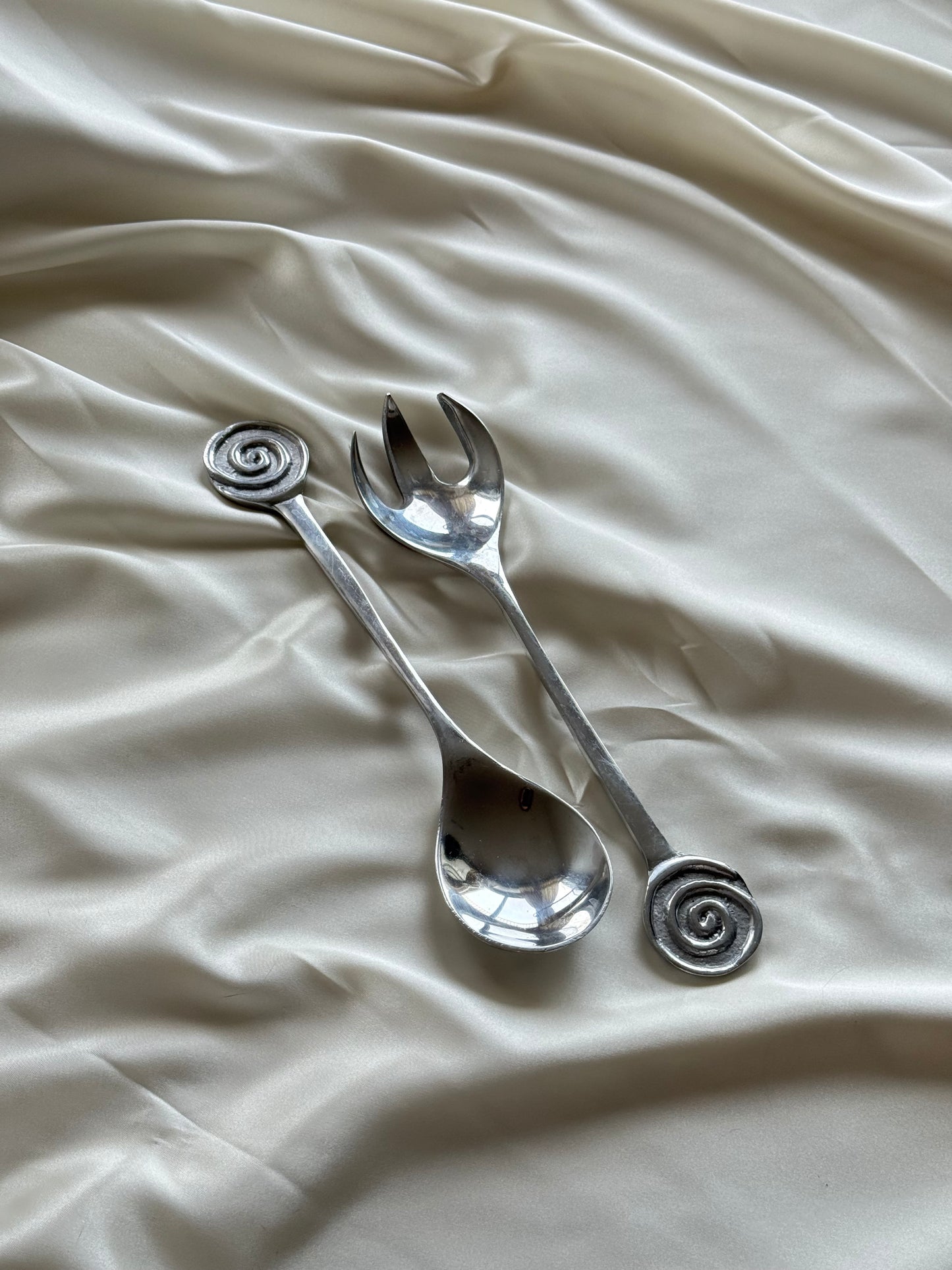 Vintage Metal Salad Server Set