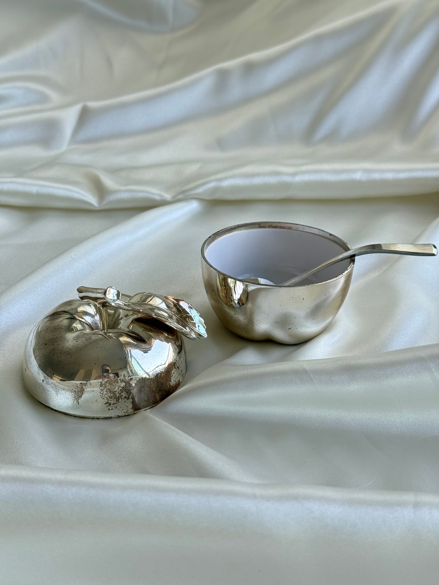 Vintage Apple Sugar Bowl with Spoon