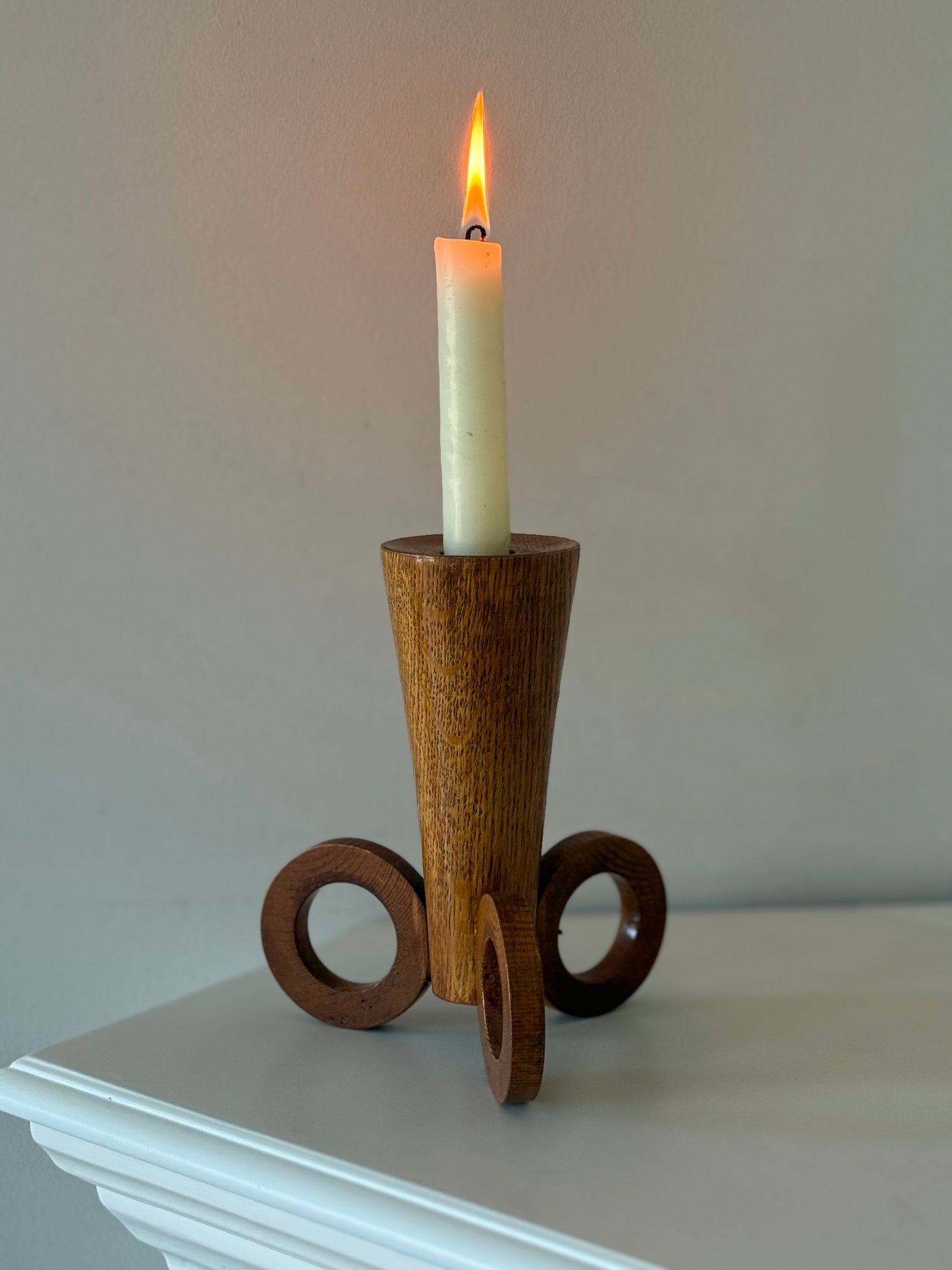Mid-Century Modern Wooden Candle Holder