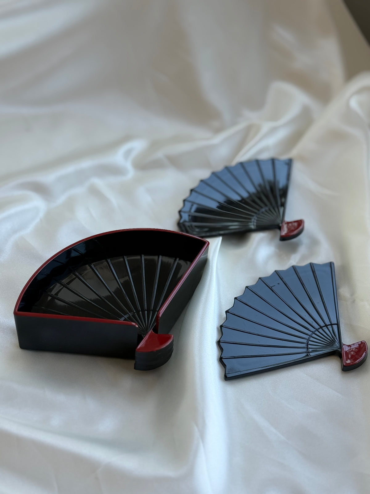 Vintage Otagiri Japanese Fan Coasters — Set of Six, 1980