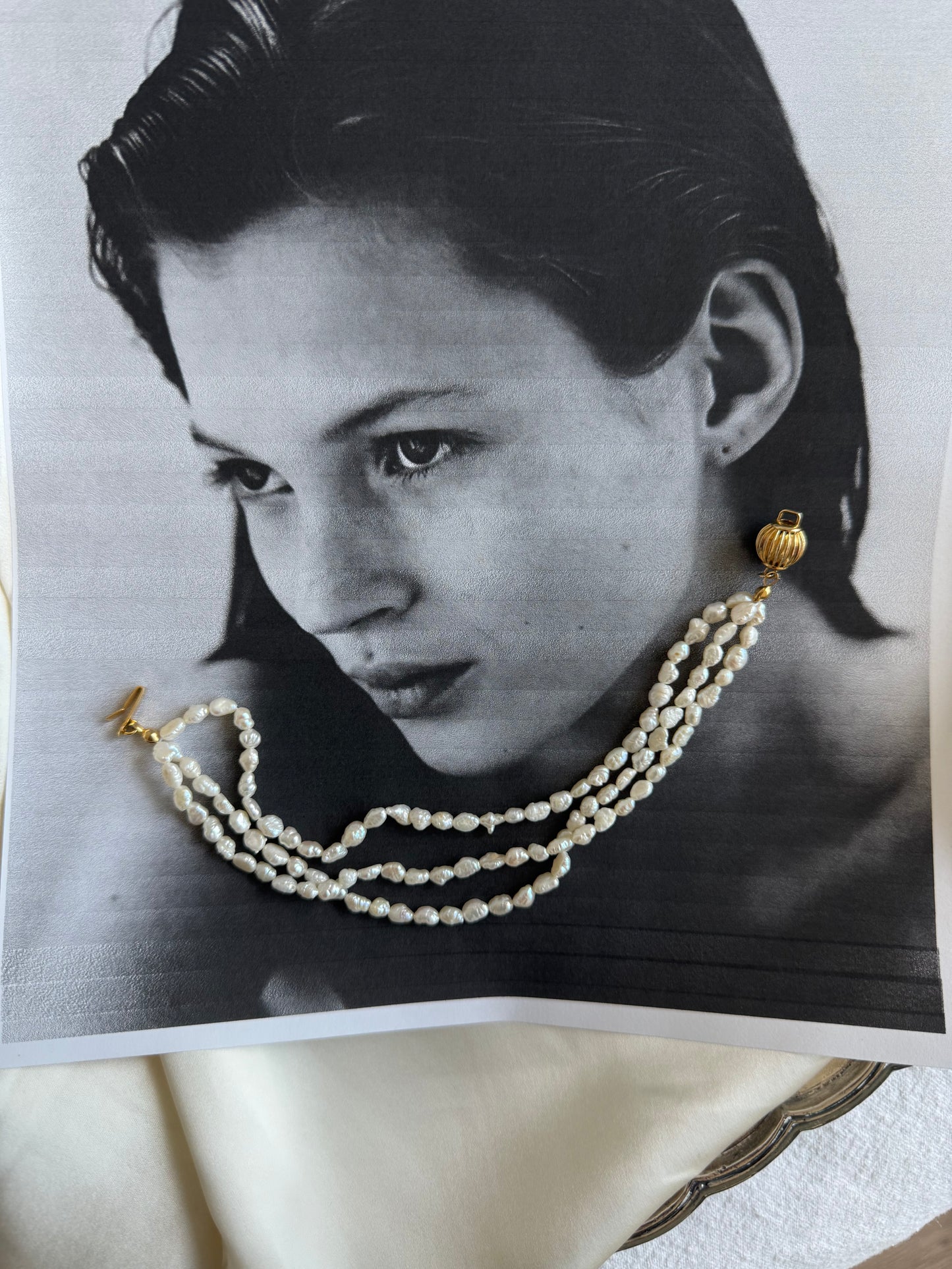 Vintage Wide Freshwater Pearl Cuff Bracelet