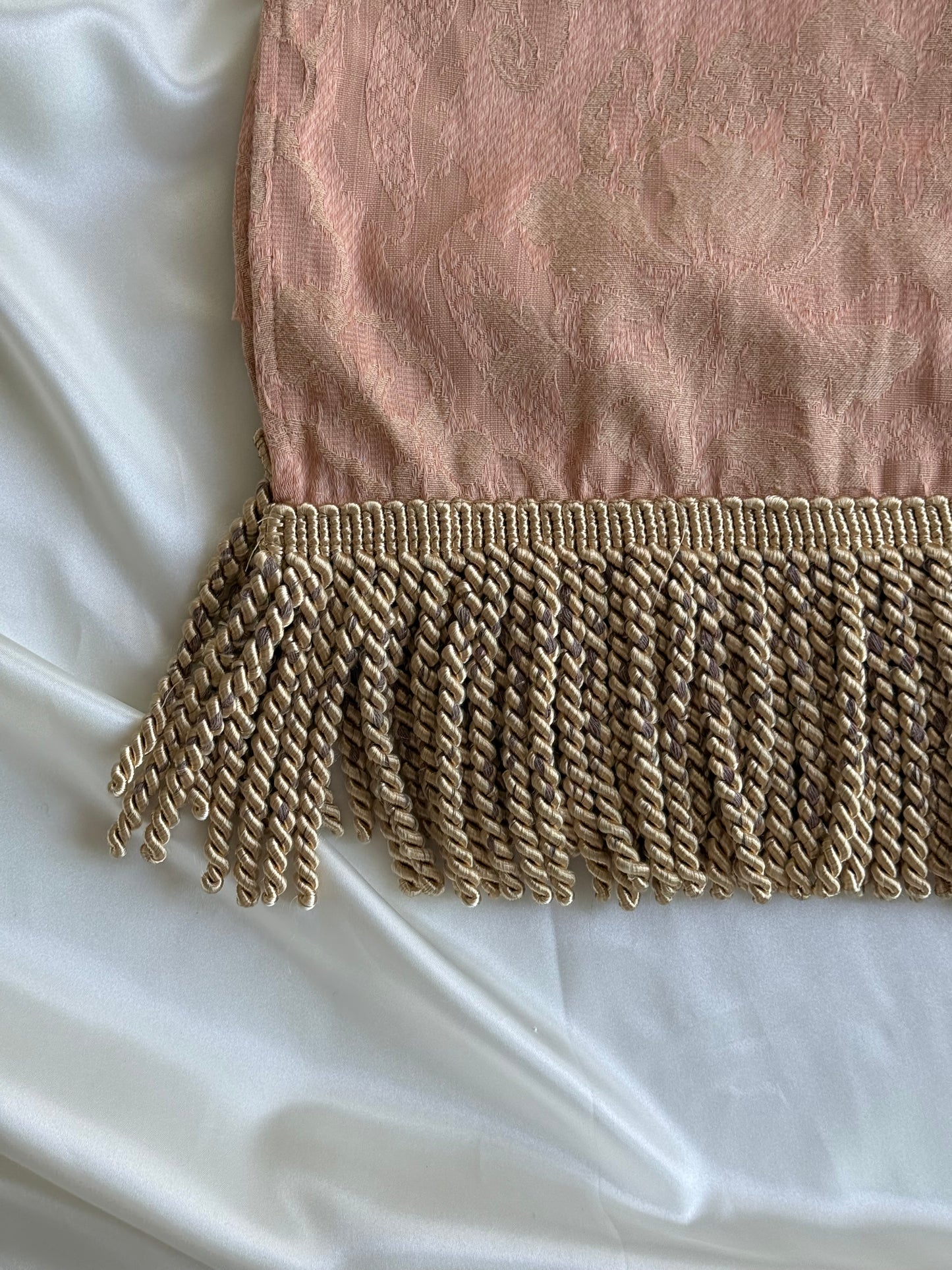 Vintage Damask Table Runner with Tassel Fringe