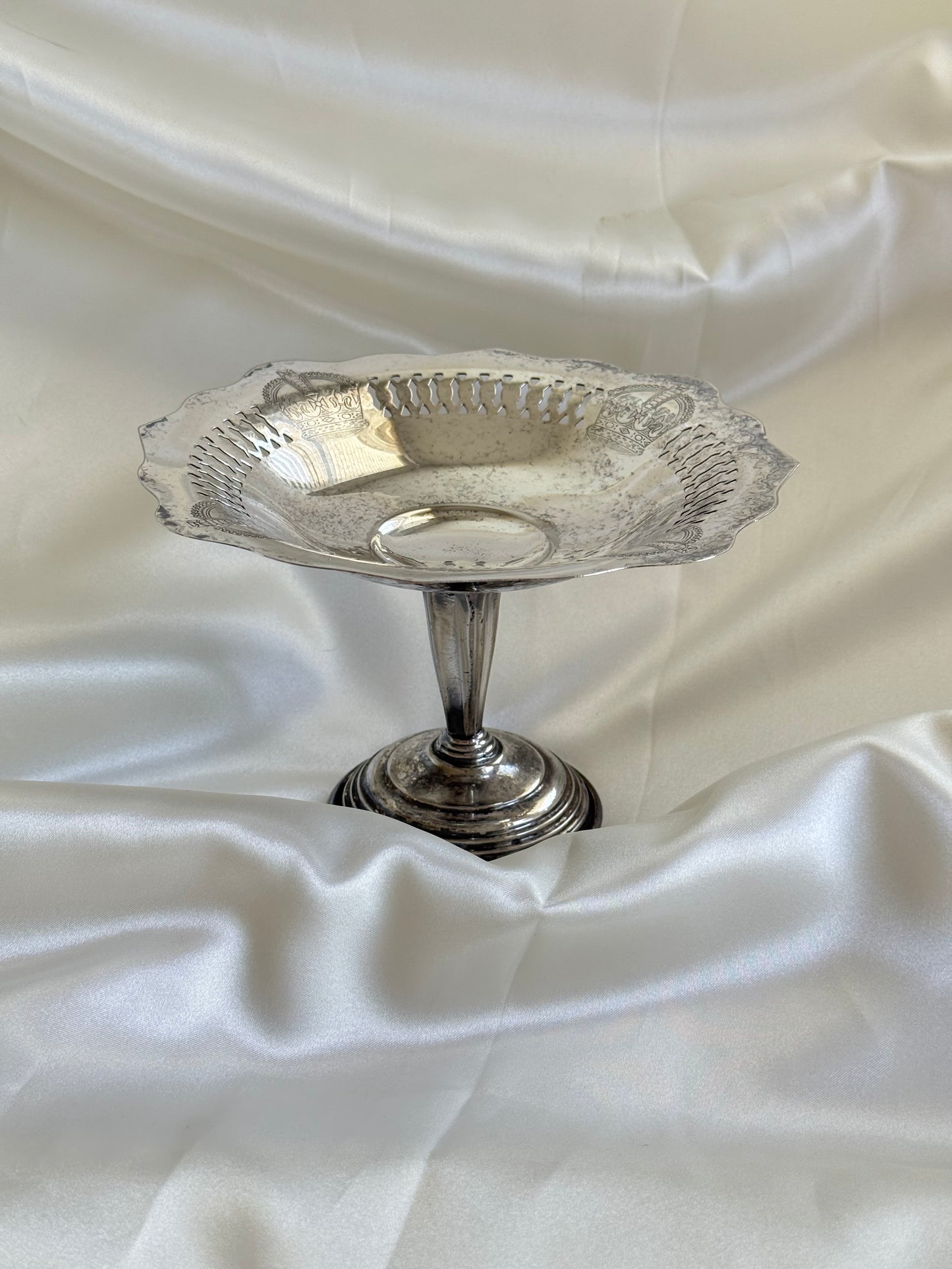 Small Vintage Silver Plated Pedestal Dish