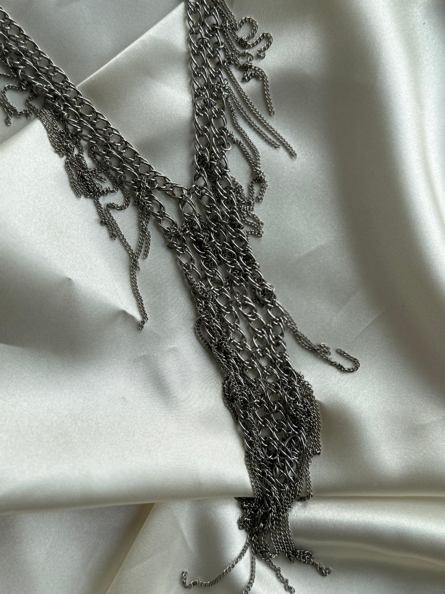 Vintage Layered Chain Fringe Statement Necklace