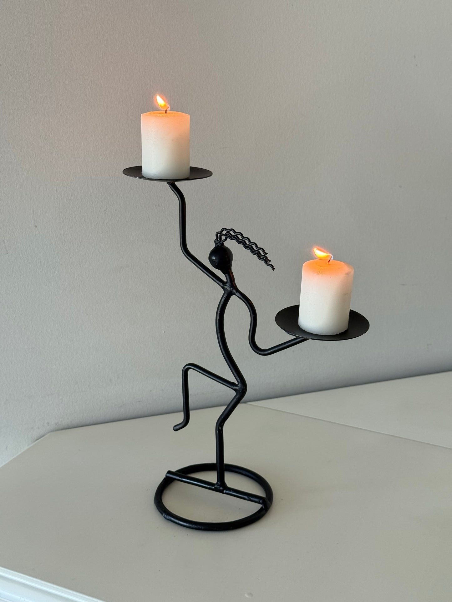 Vintage Iron Figural Candle Holder
