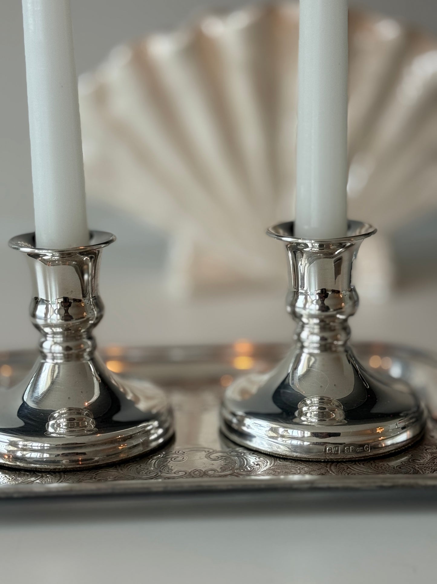 Pair of Vintage Silver-Plated Candleholders
