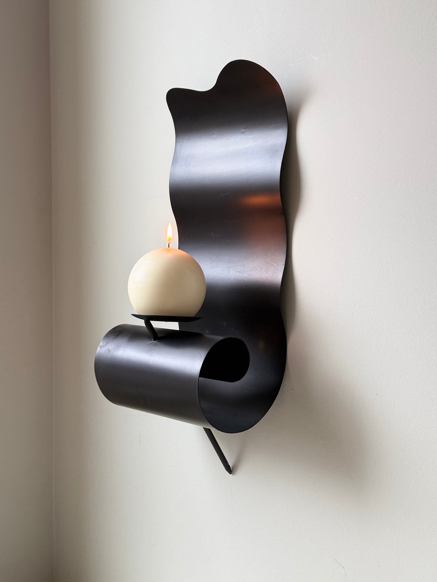 Sculptural Dark Metal Wall Sconce