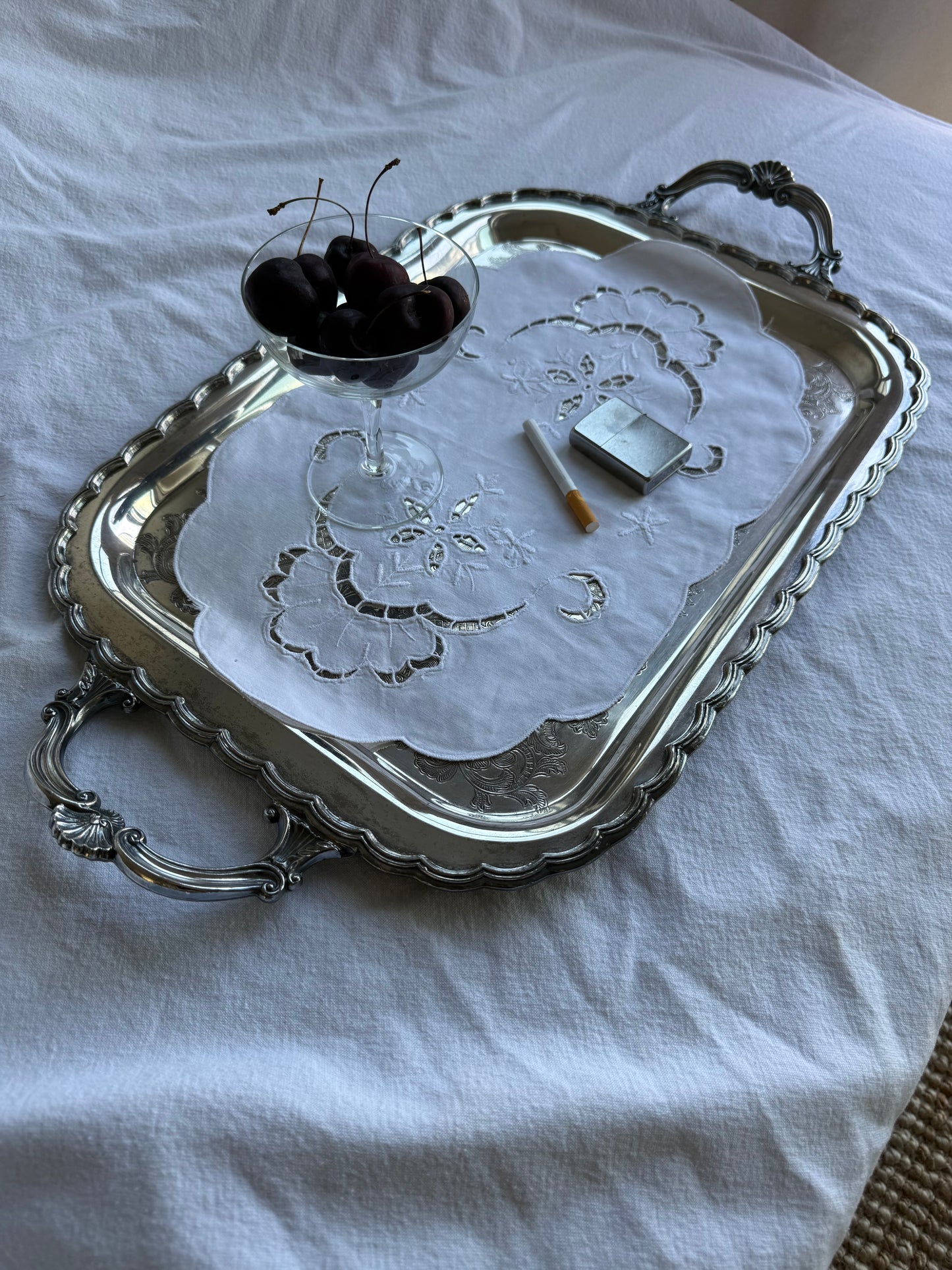 Vintage Silver-Plated Tray – 22x13”