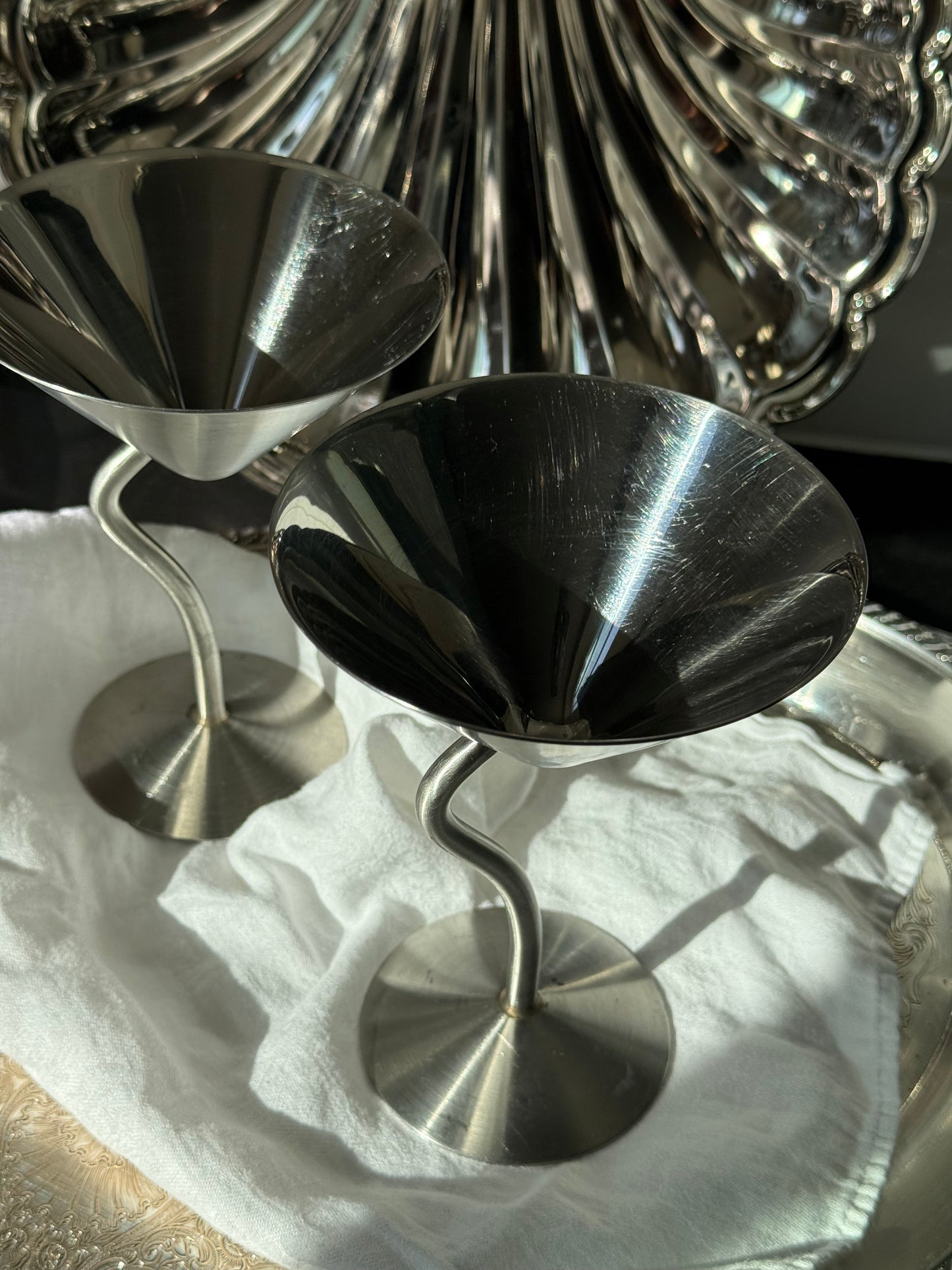 Stainless steel martini glasses