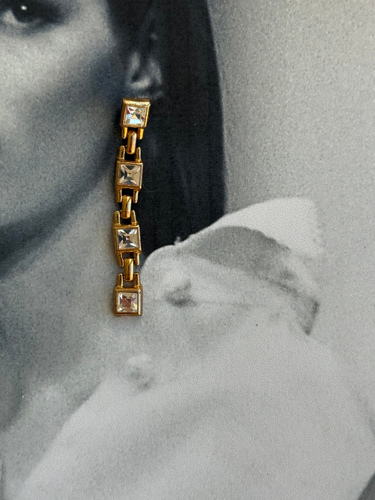 Vintage Gold-Tone Crystal Drop Earrings
